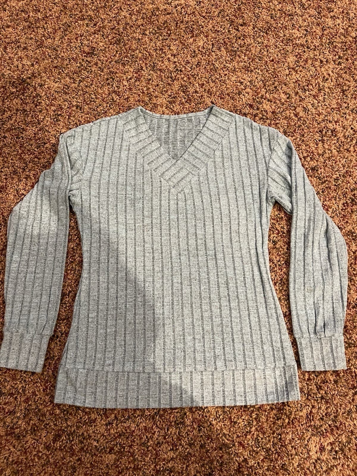 Aqua ribbed V-neck shirt top sweater Med - NWOT