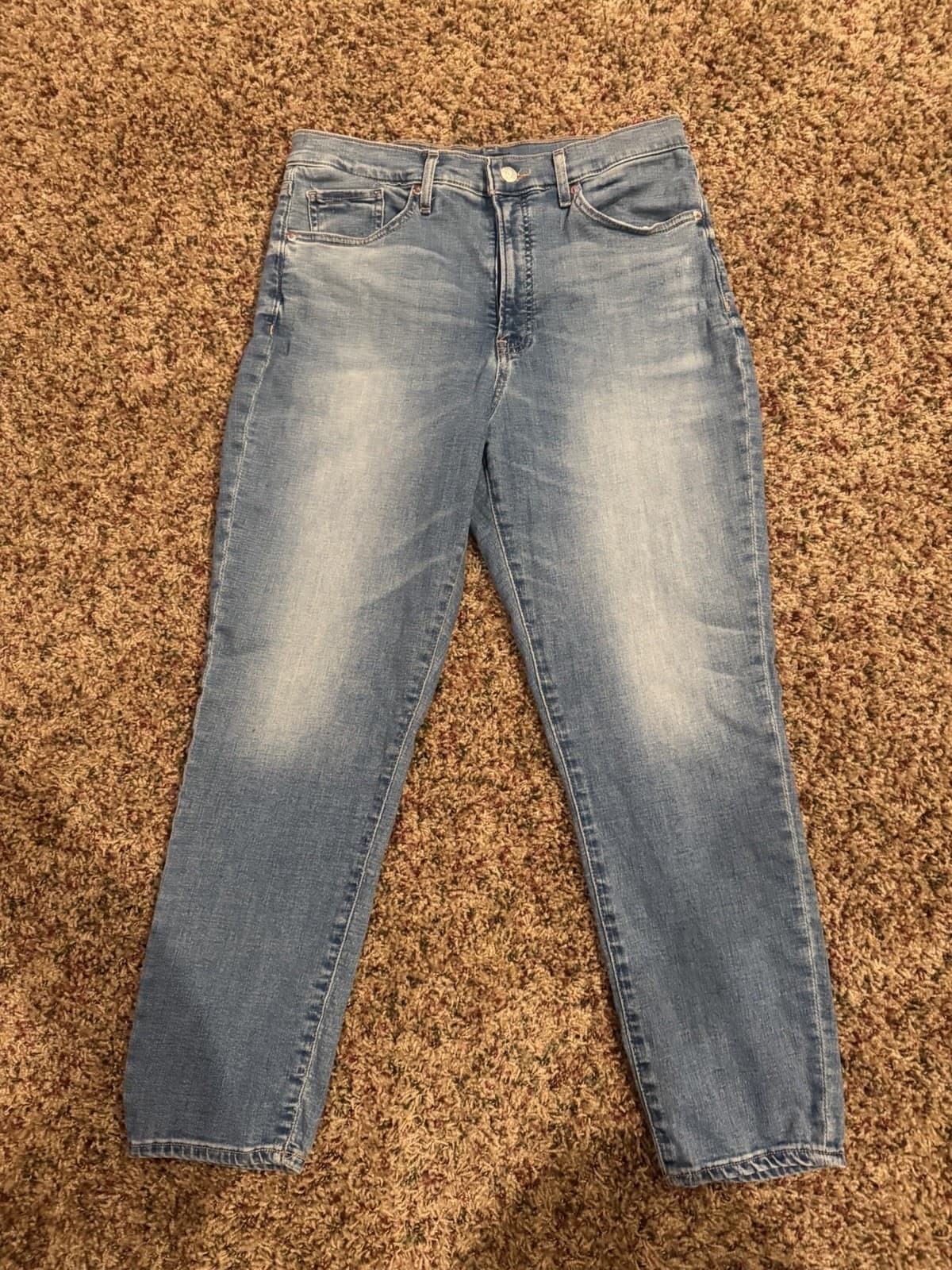 Express Conscious Edit Med Wash cropped skinny-straight leg jeans 10R