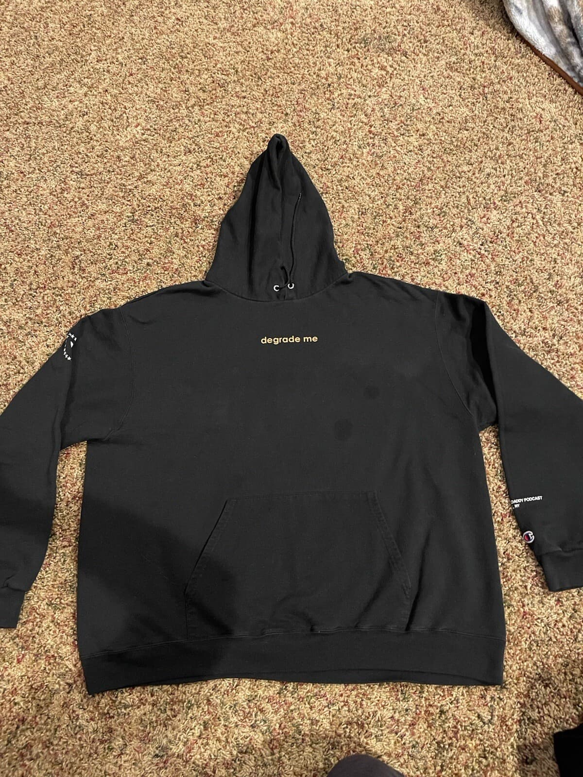 degrade me Call her Daddy Podcast Champion black hoodie sweatshirt 2XL