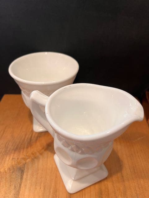 Milk-glass Thumbprint Cream & Sugar - Regular
