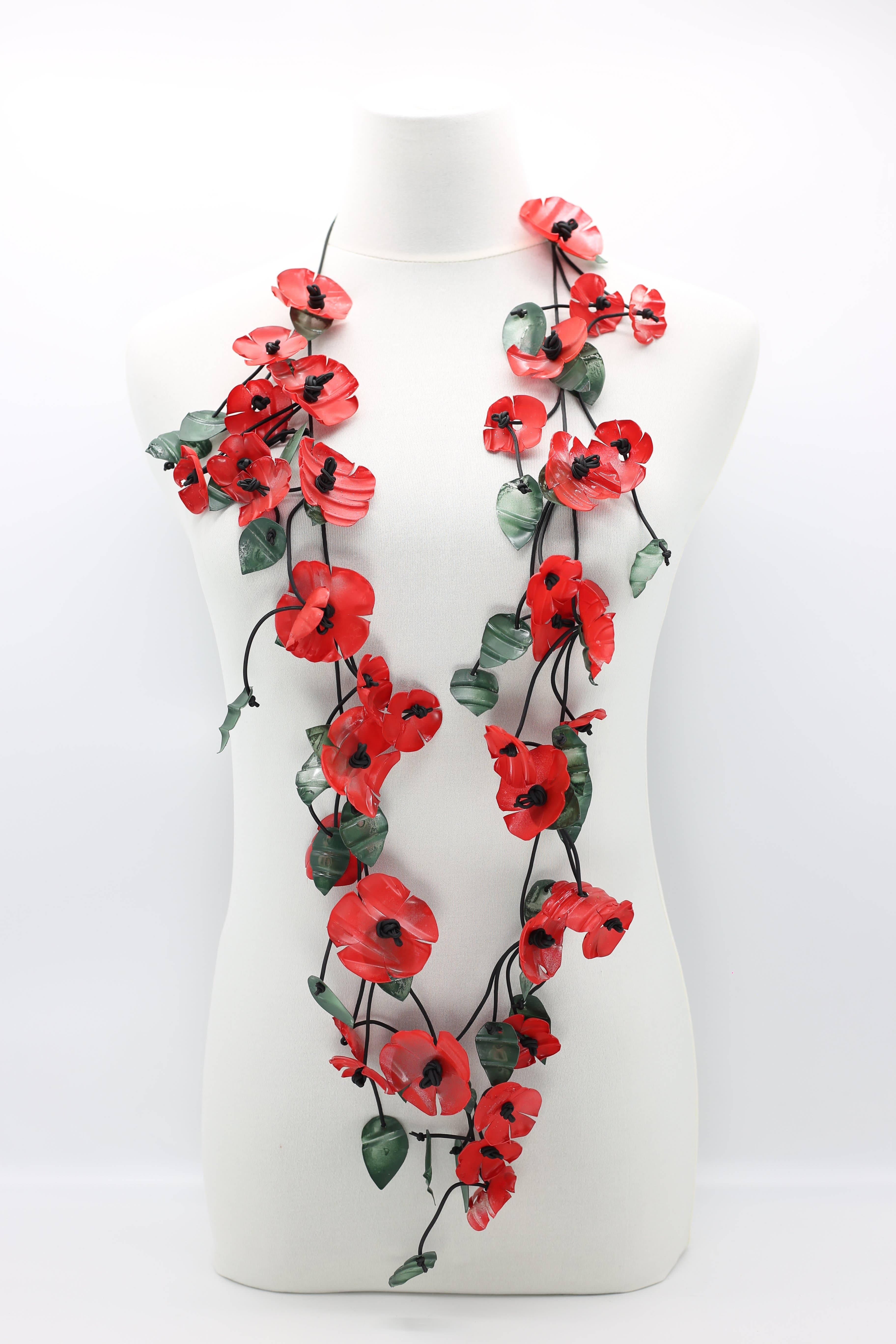 Red poppy necklace- Jianhui London - default