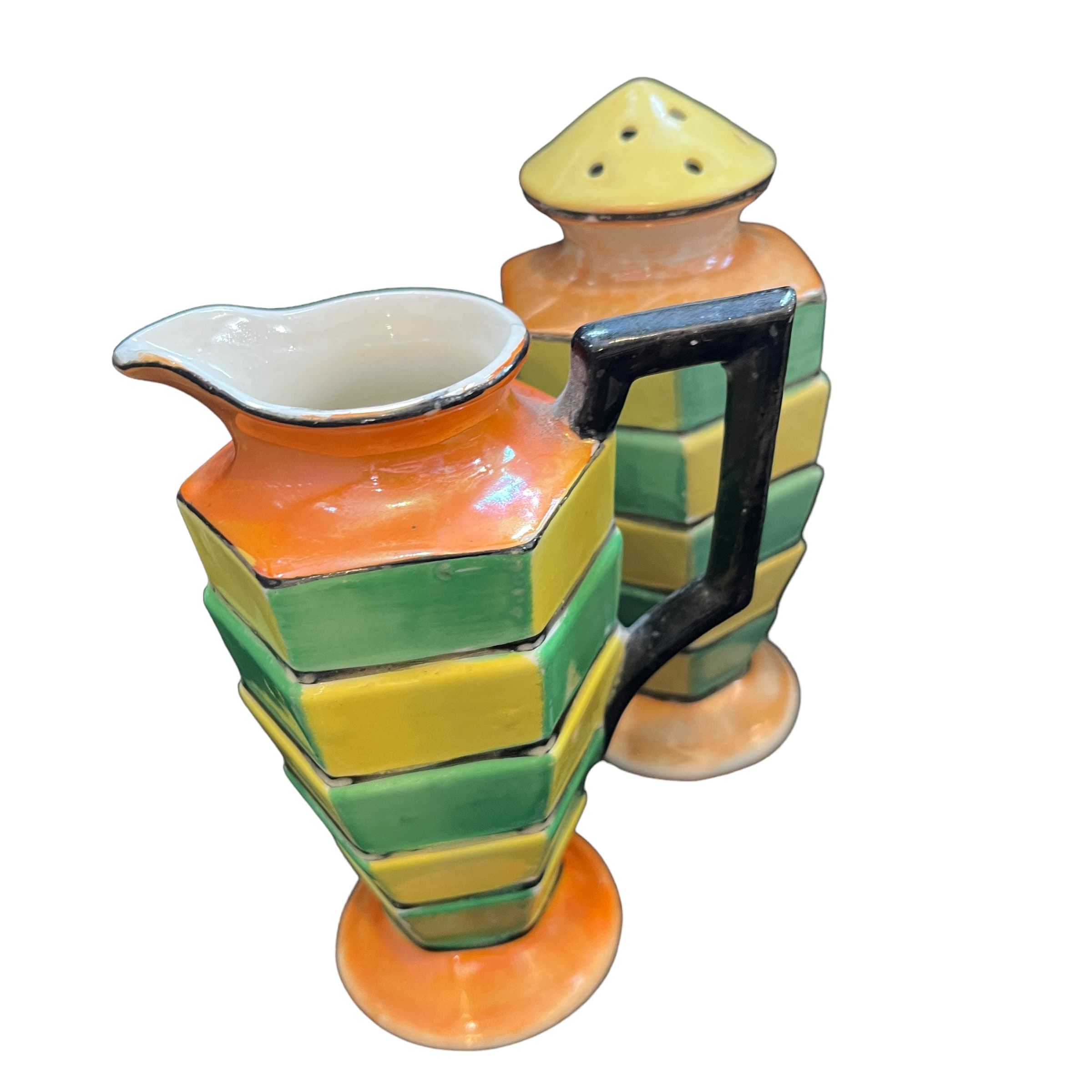 Art Deco Lusterware Creamer and Sugar Shaker - Regular