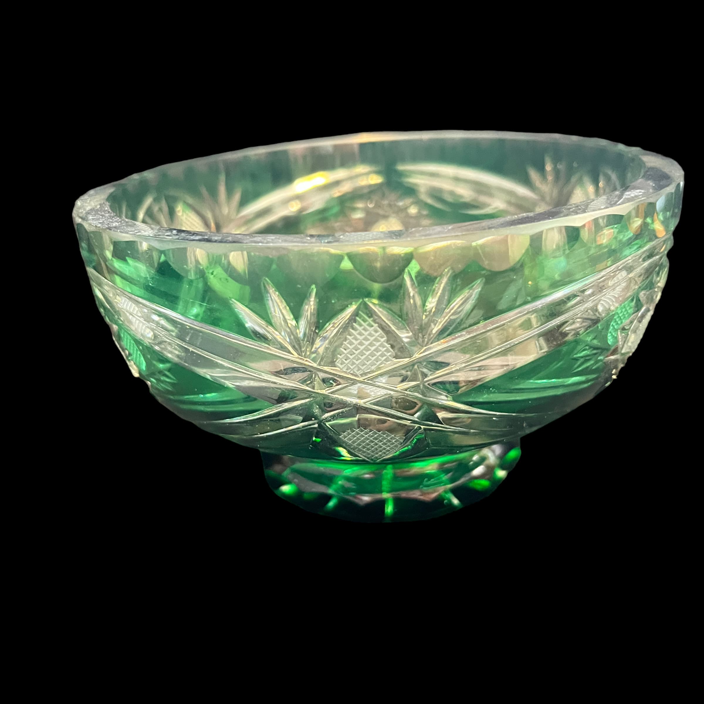 Clear to Green Cut Crystal Bowl - Regular