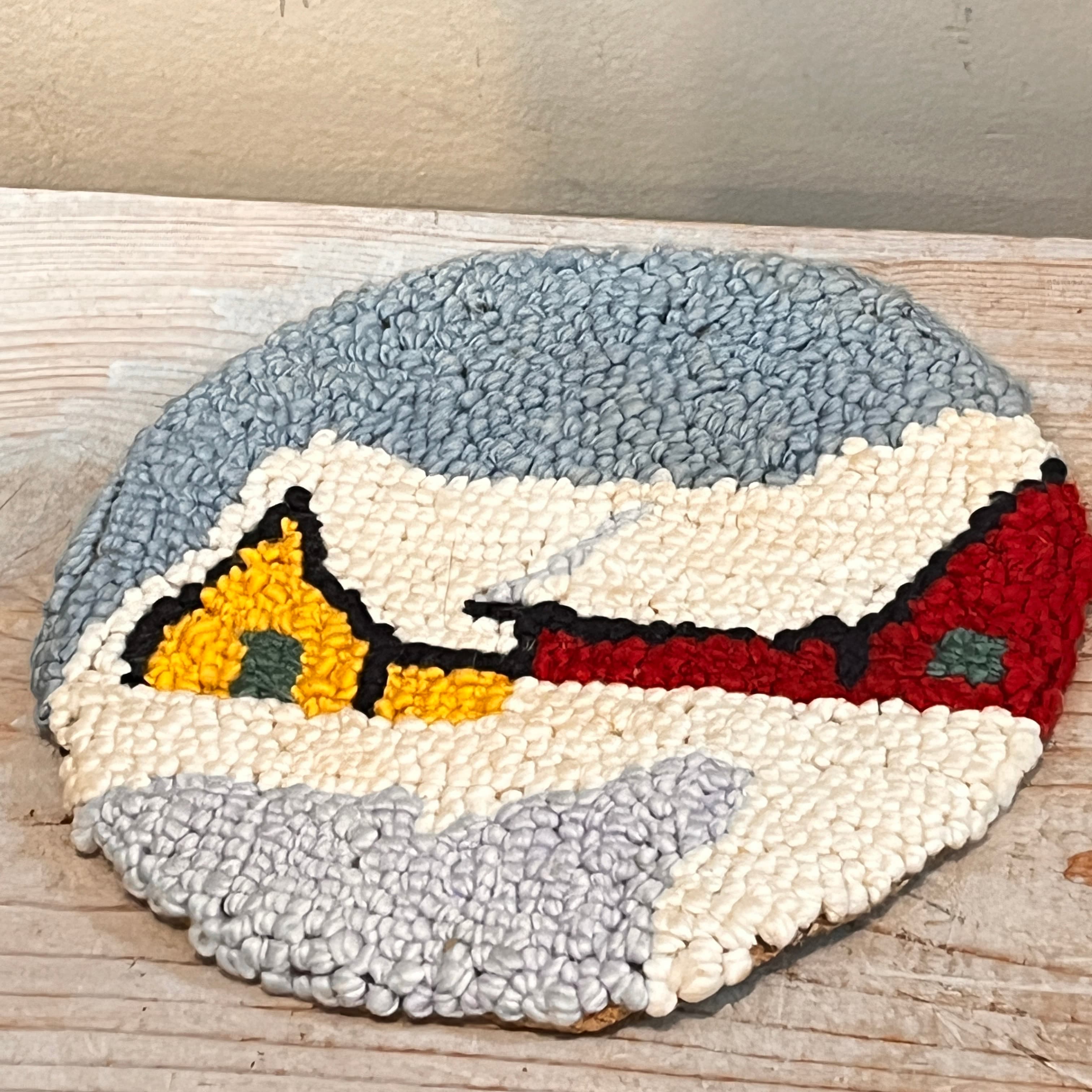 Trio of Hooked Round Trivets with Buildings in Snow - Regular