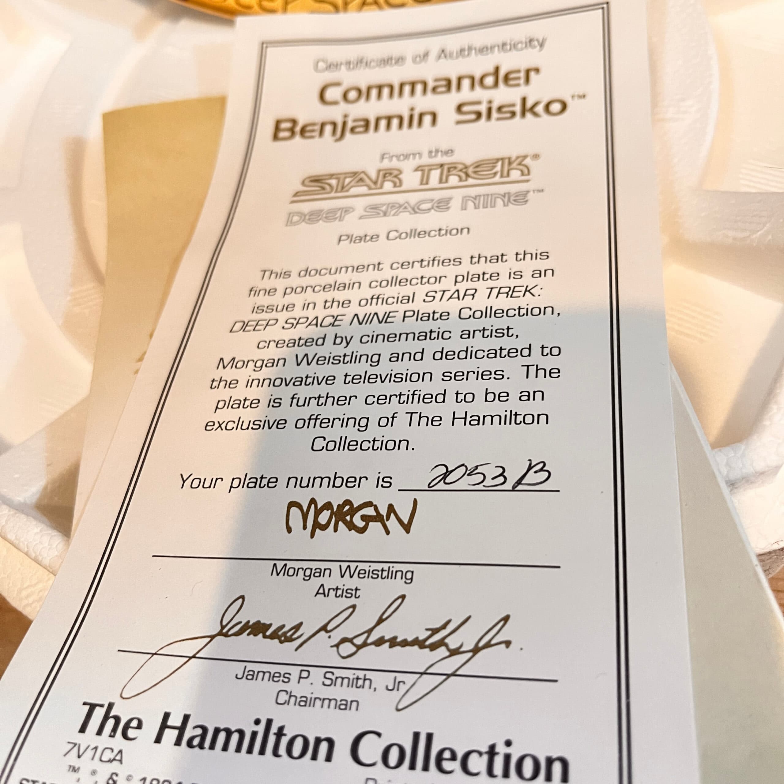 Commander Benjamin Sisko Star Trek Plate - Regular