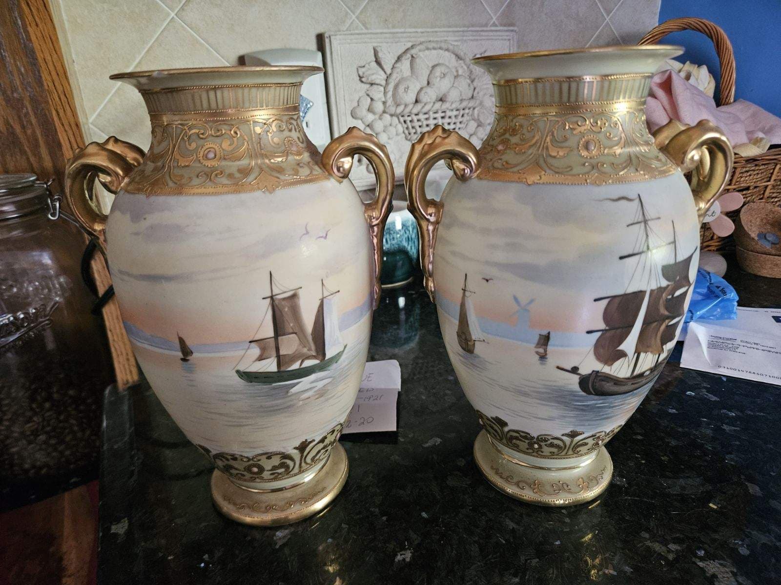 Pair of Nippon Vases with Sailboats - Regular