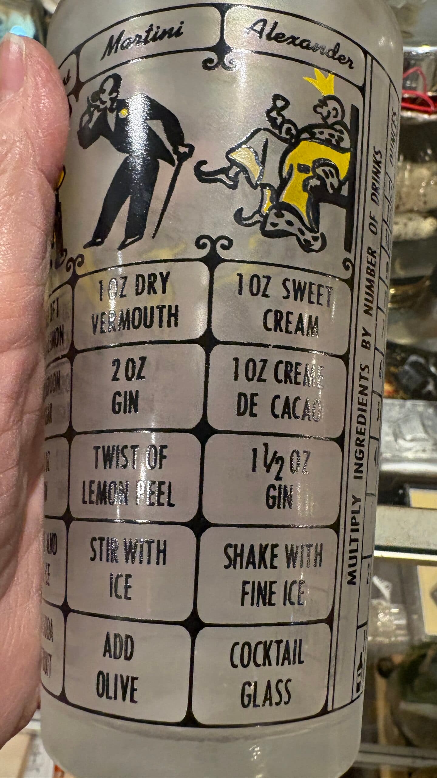 Frosted 50s MCM Cocktail Recipe Shaker - Regular