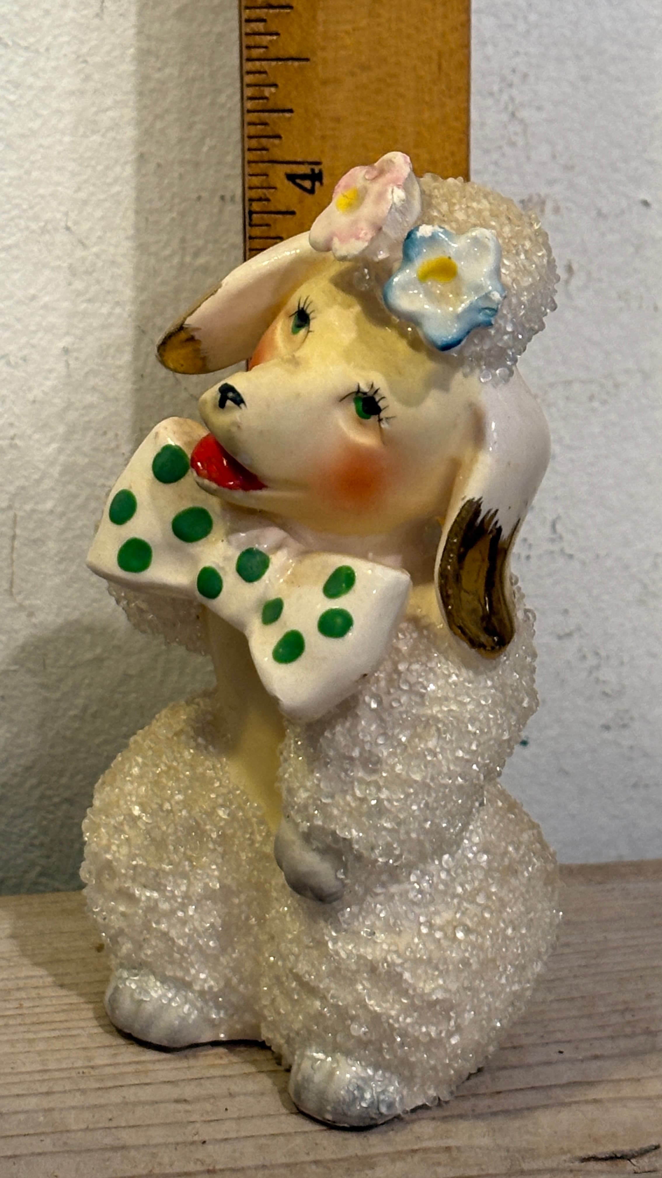 Rare Green Dot Spaghetti Poodle with Floral Hat - Regular