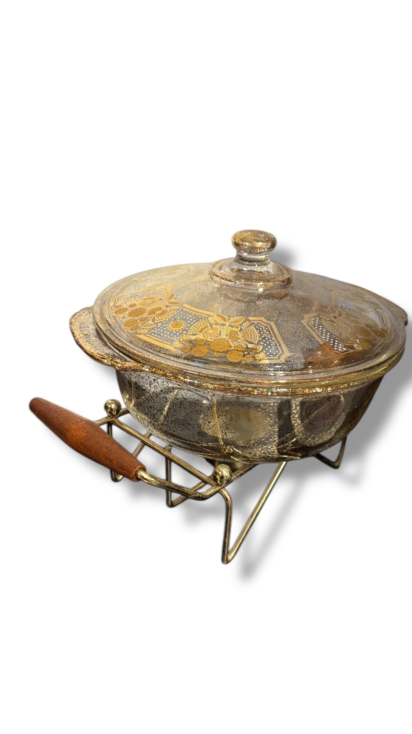 MCM Fire King Culver Covered Casserole Dish with Stand - Regular