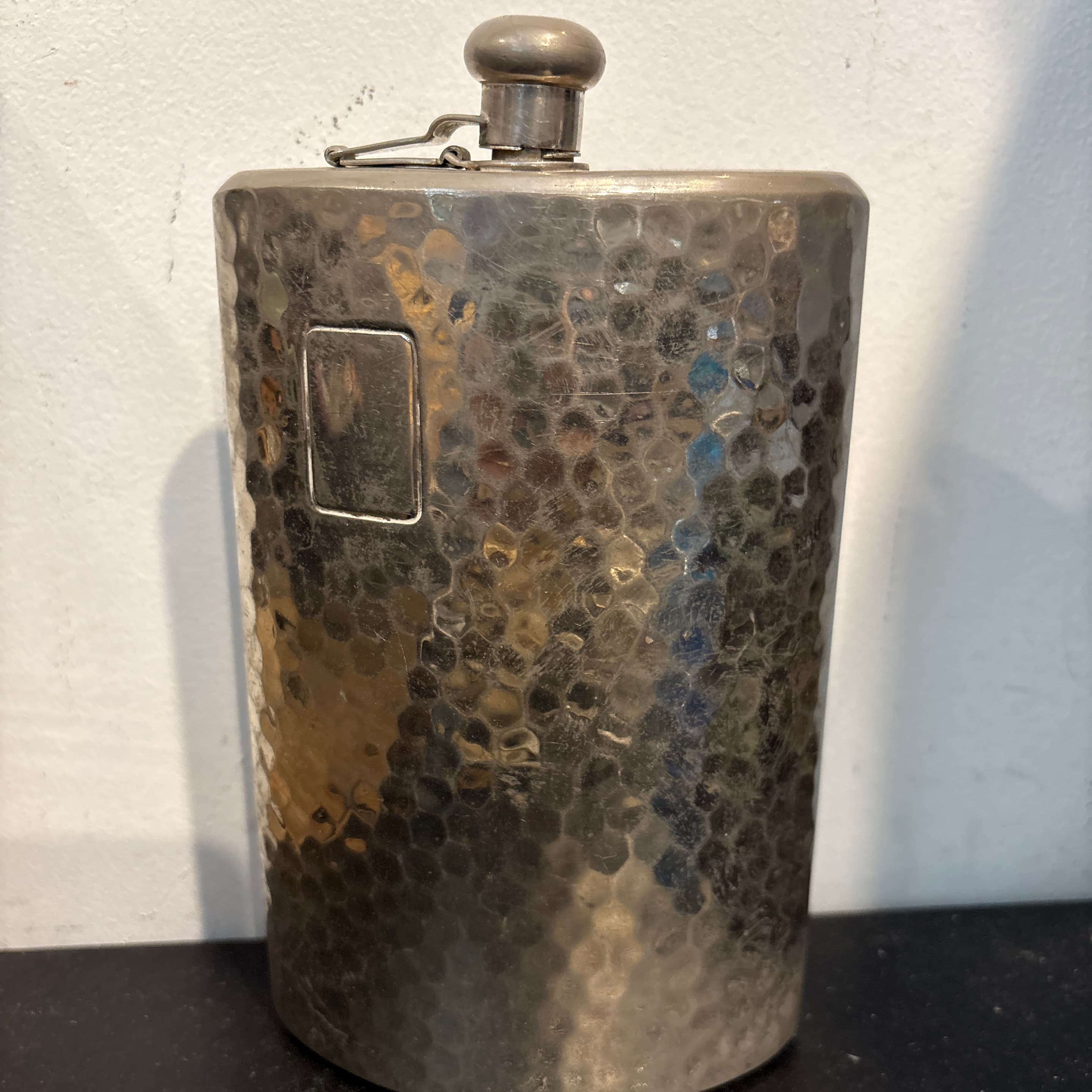 Hammered Silver Flask with Metal covered cork - Regular