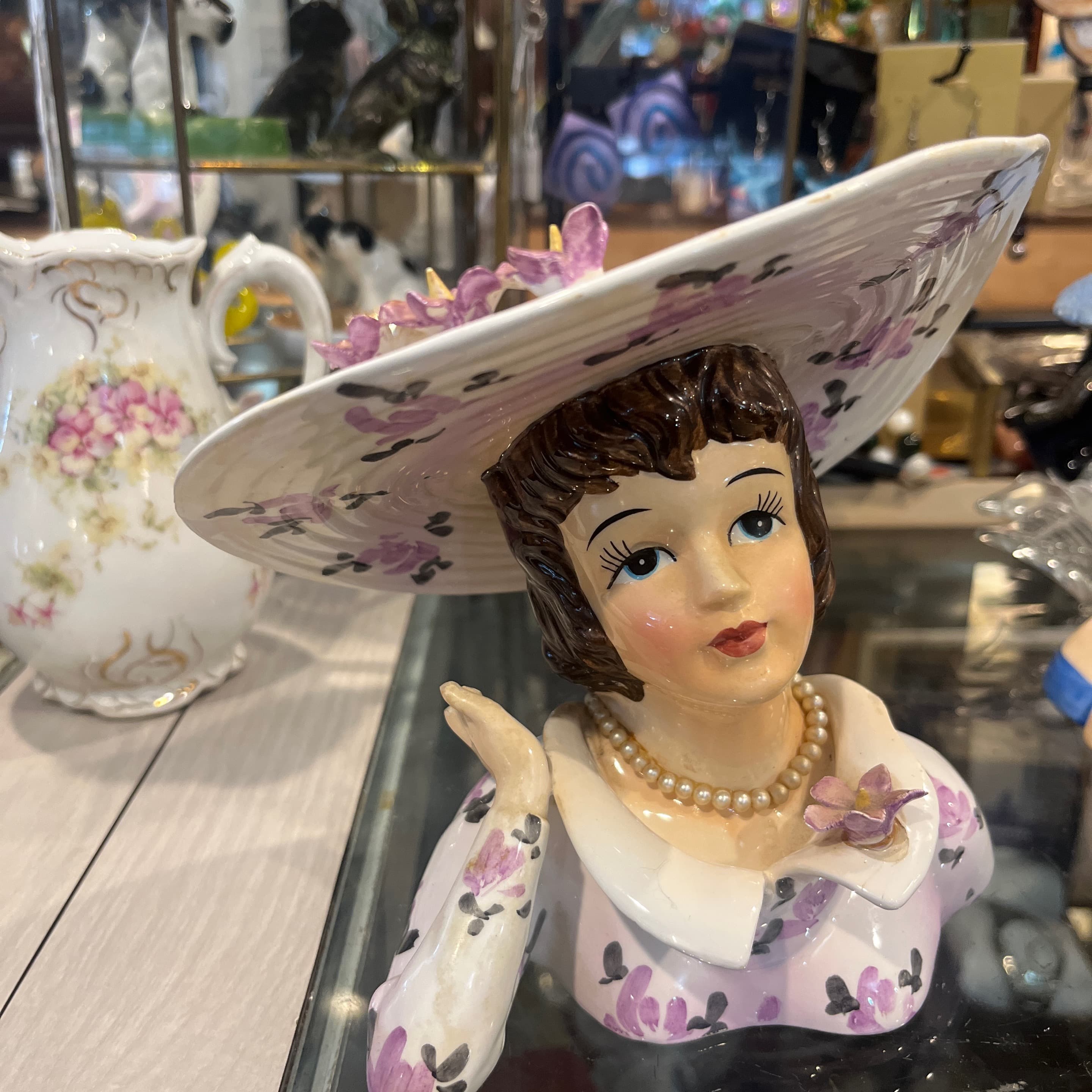 Lavender Flower Lady Head Vase - Regular