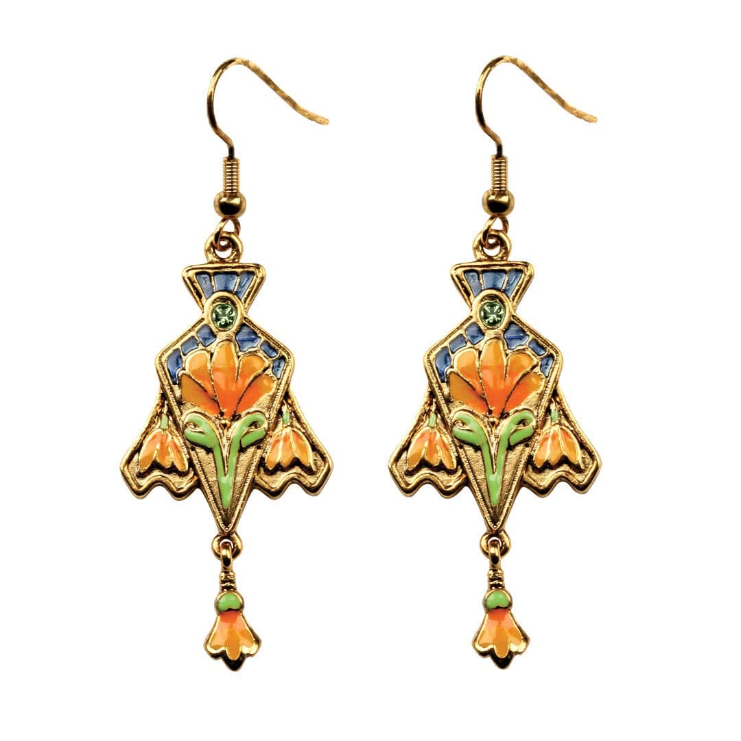Pacific Trading - Art Nouveau Cloisonne Lily Earrings - Regular