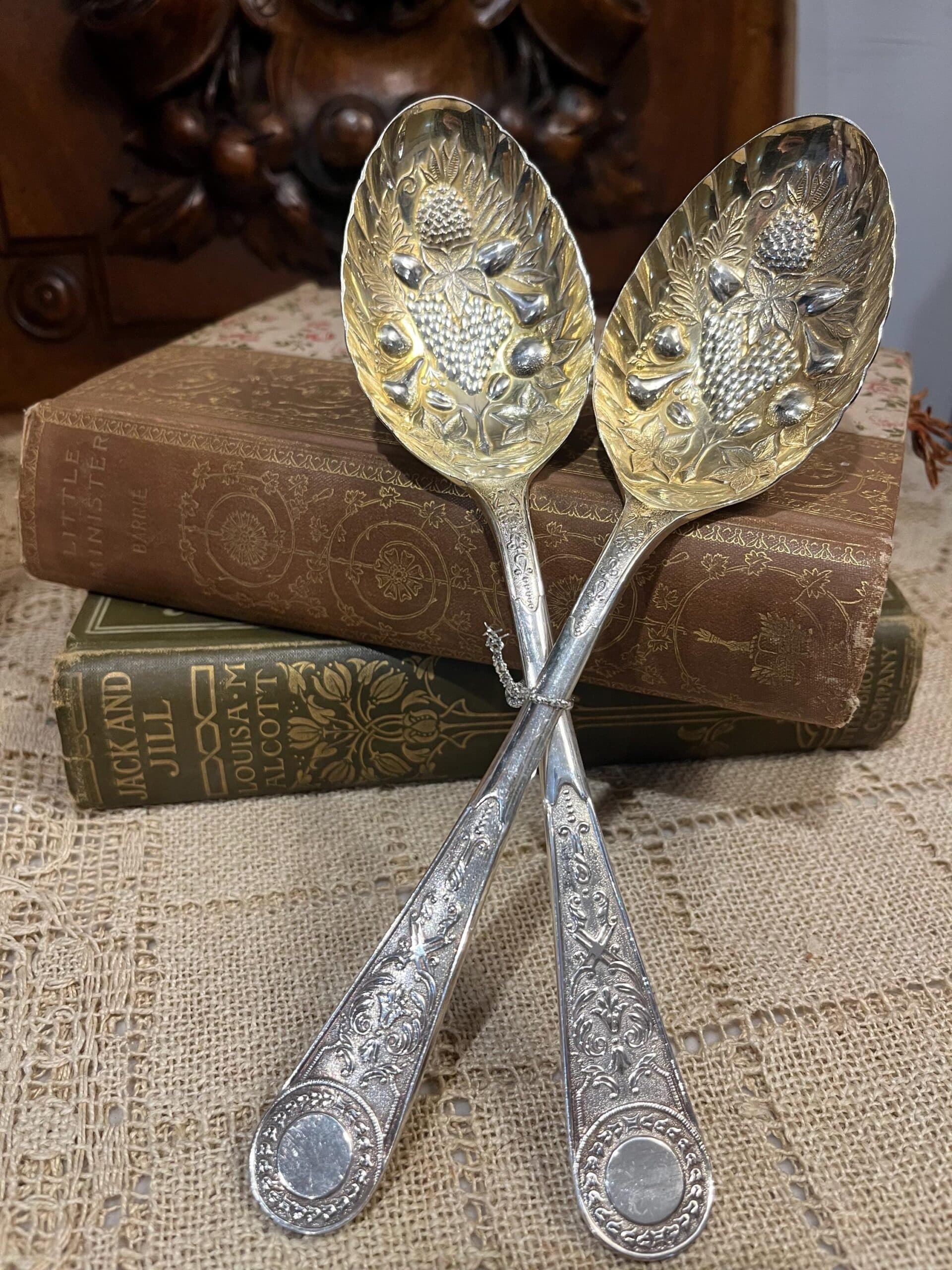 Antique Silver Plated Serving Spoons - Regular