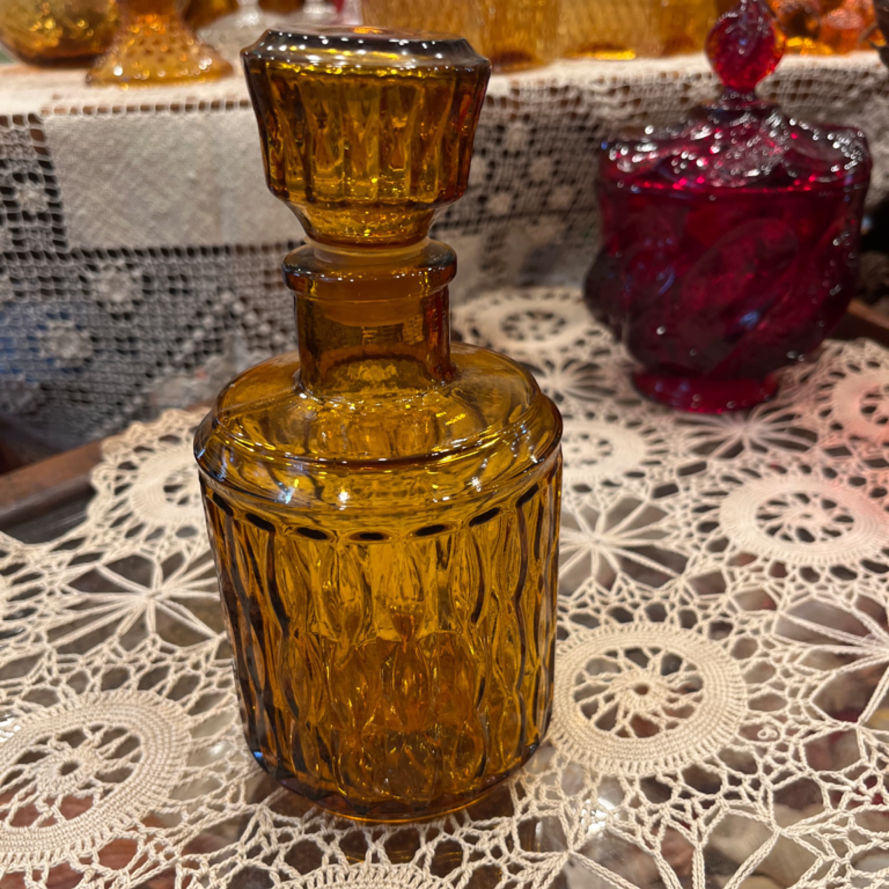 Vintage Amber Glass Decanter - Regular