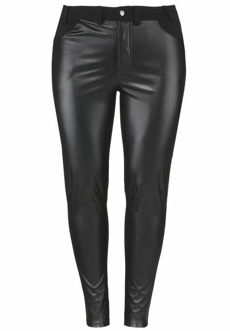 ellos Women Front Faux Leather Back Ponte Legging Pants High Rise Black Sz.20