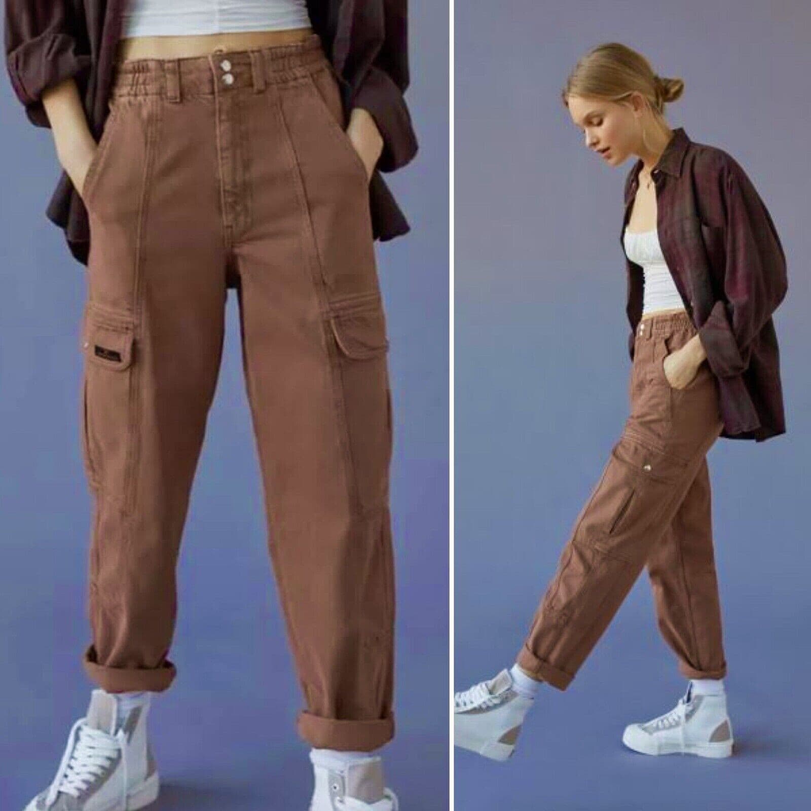 BDG Urban Outfitters Blaine High-Waisted Relaxed Cargo Skate Jean Brown Sz.31