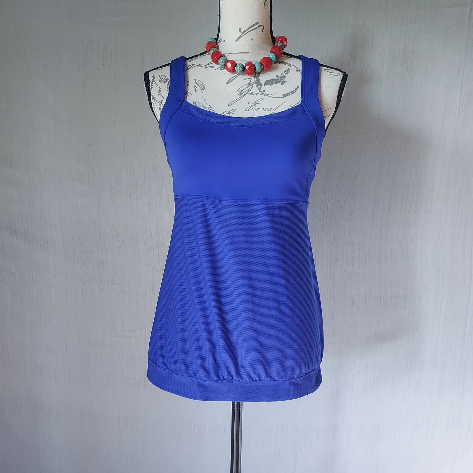 ATHLETA Miles Tank Top Mesh Built in Bra Racerback Purple-Blue Women Sz.M