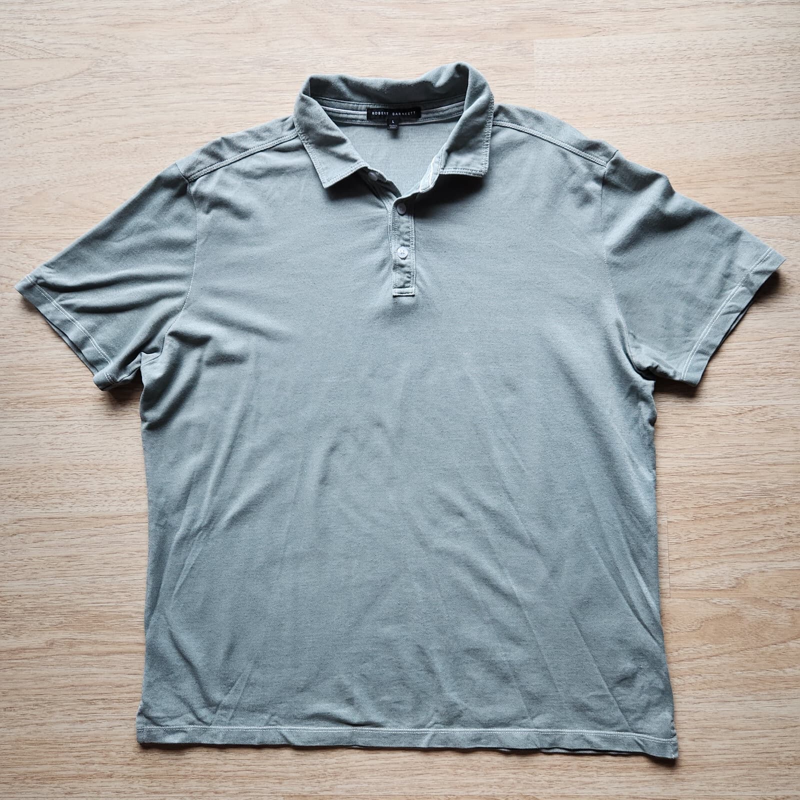 Robert Barakette Polo Shirt Short Sleeve Cotton Blend Knit Green Men's L
