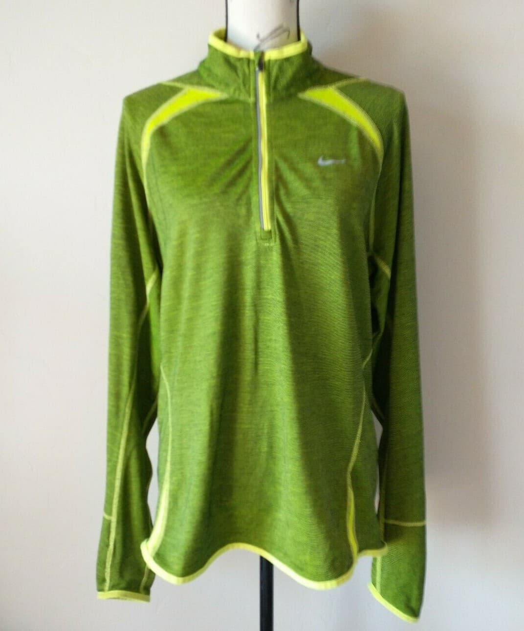 Nike Dri-Fit Women Running Element Pullover Top 1/4Zip Long Sleeve Green Sz.L