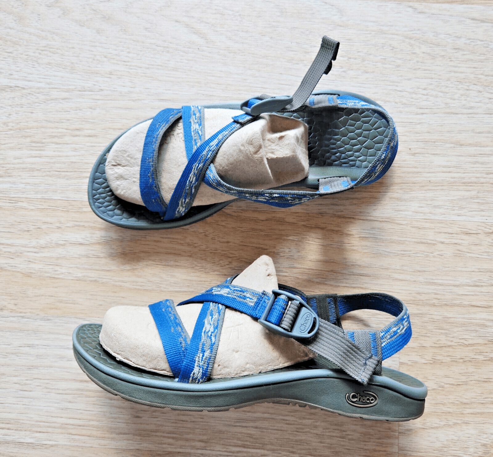 Chaco Classic Strappy Sport Sandals Adjustable Buckle Blue Aztec Women's US8