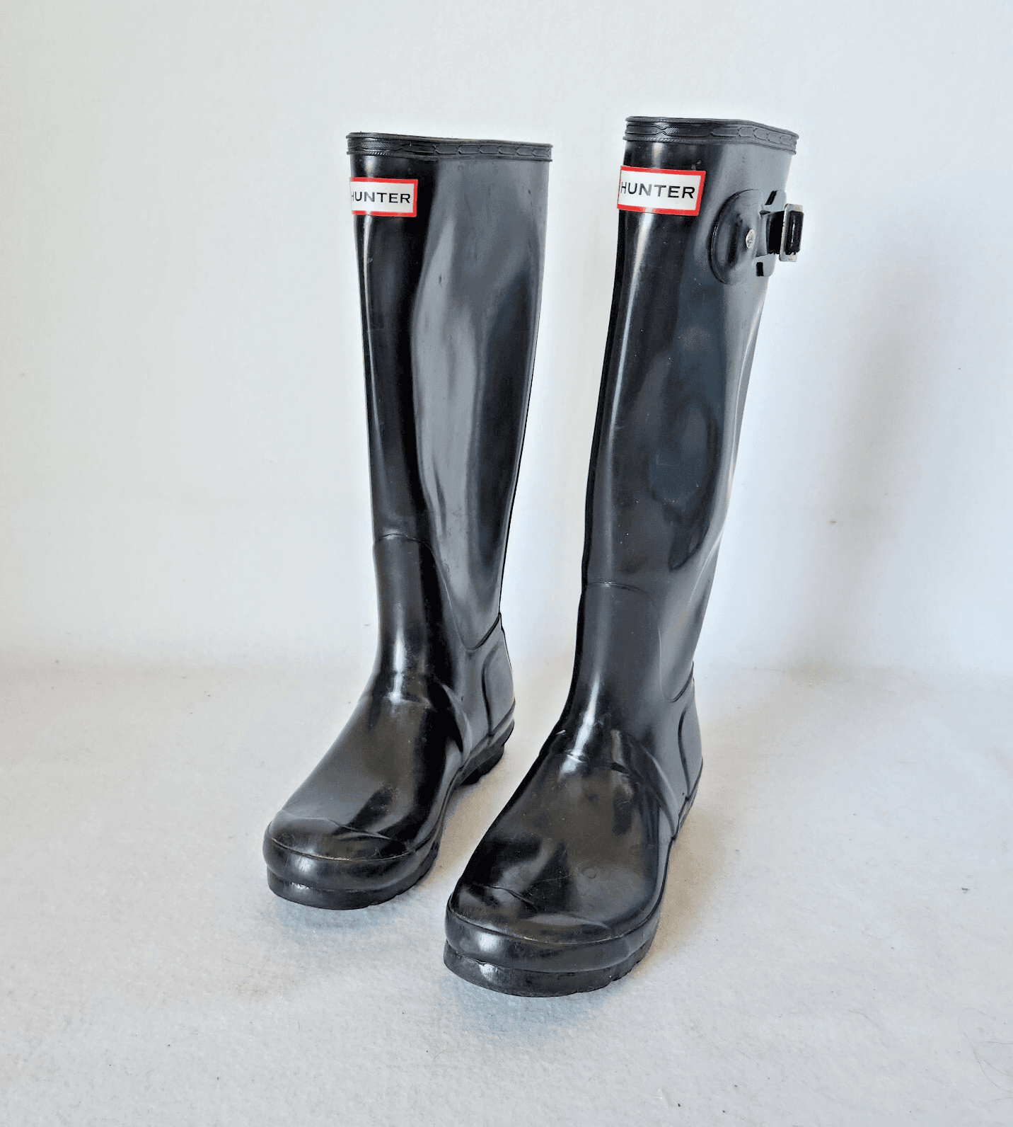 HUNTER Original Tall Gloss Rain Boots Waterproof Rubber Black Unisex EU38 W7 M6