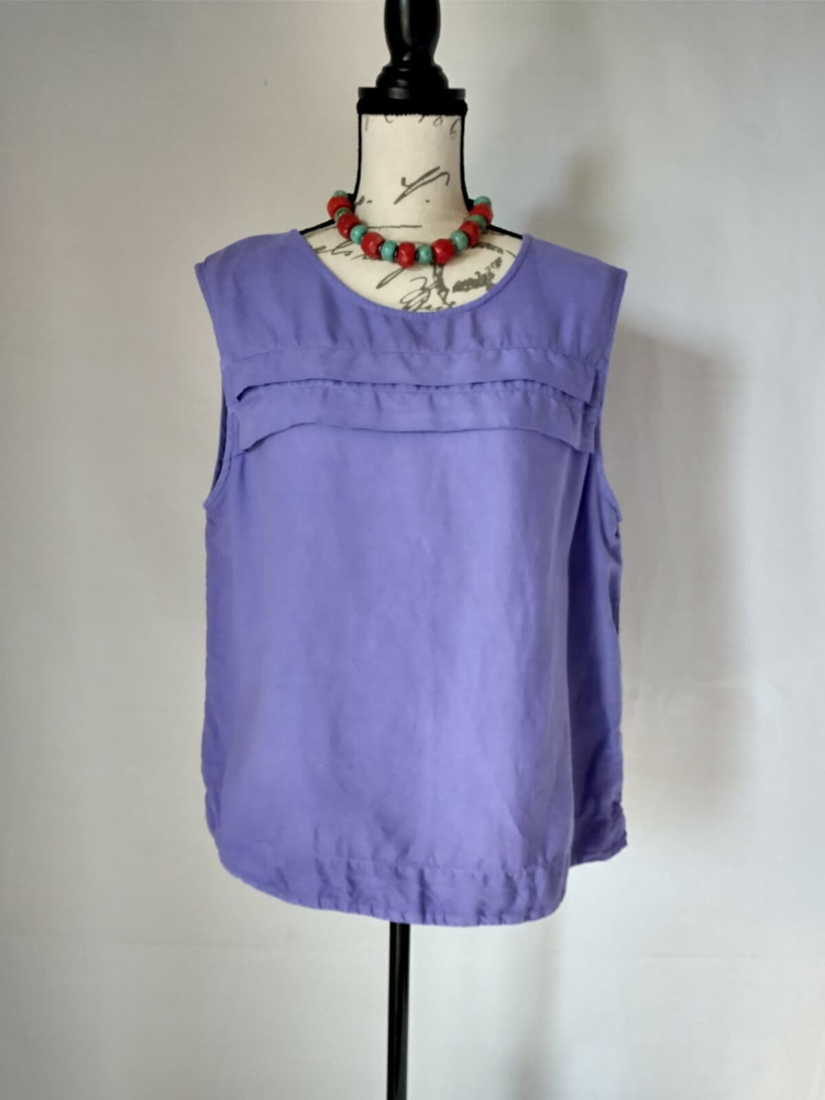 Cut Loose Linen Blend Tunic Top Sleeveless Scoop Neck Purple Women Sz.XL