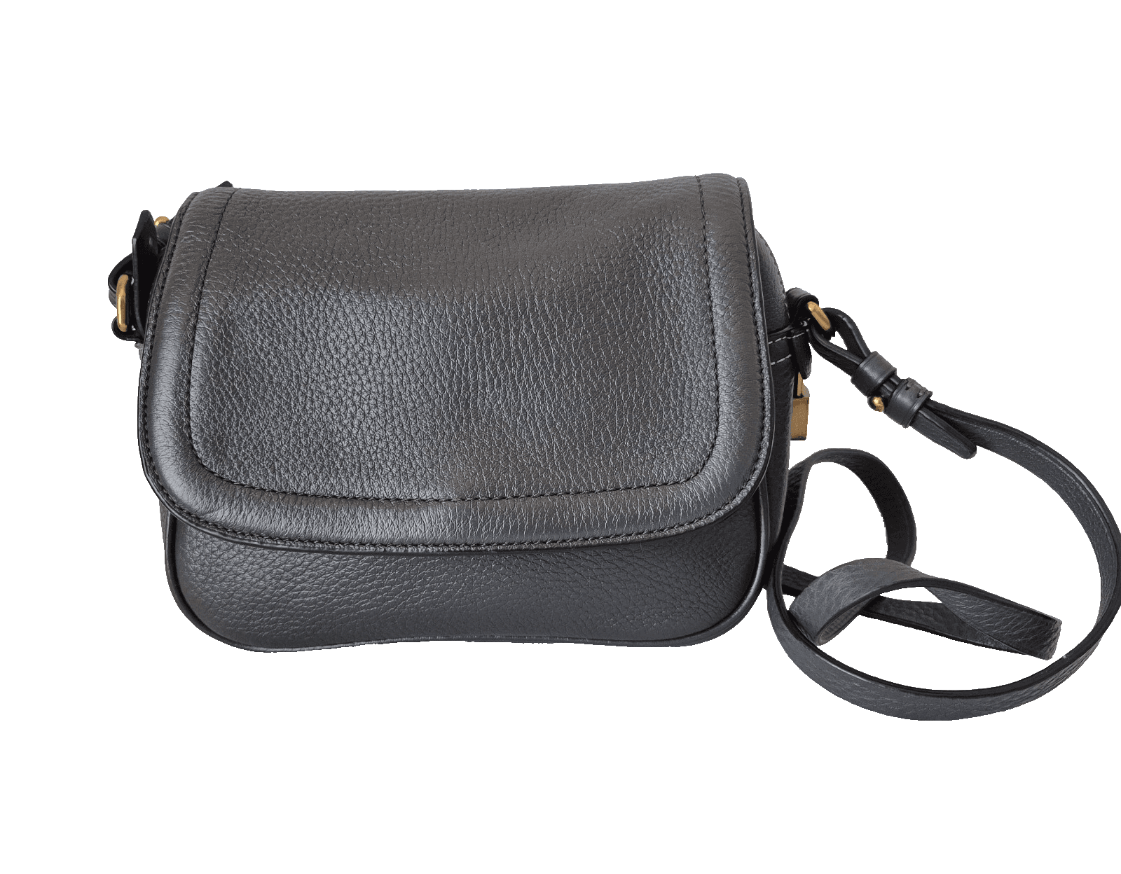 J.Crew Signet Flap Crossbody Bag Dark Gray Pebbled Italian Leather #G7344