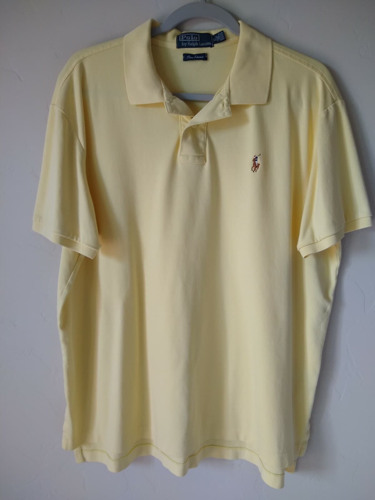 POLO by RALPH LAUREN Pima Interlock Cotton Knit Shirt Short Sleeve Yellow XL