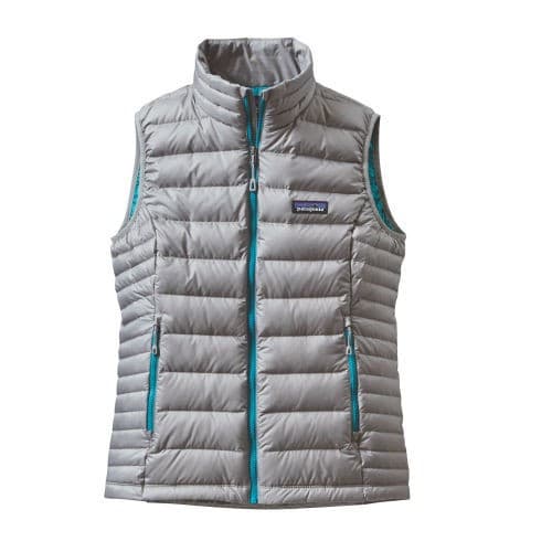 Patagonia Women's L Down Sweater Vest Quilted Puffer Zip-Up Pocket Drifter Grey