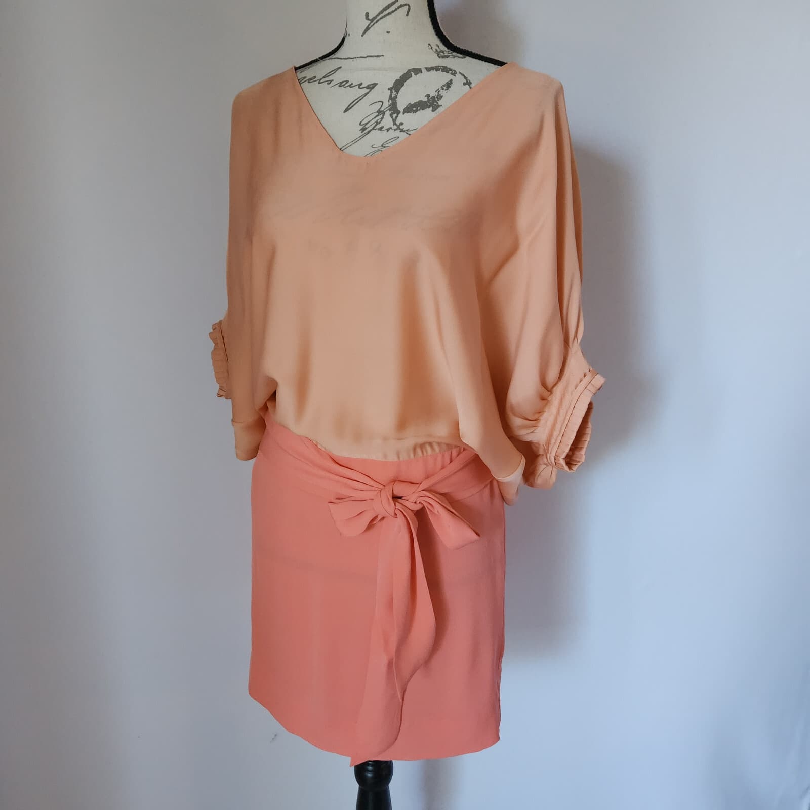 Diane Von Furstenberg Enda Drop-Waist 2-Tone Silk Mini Dress Orange Women's 2