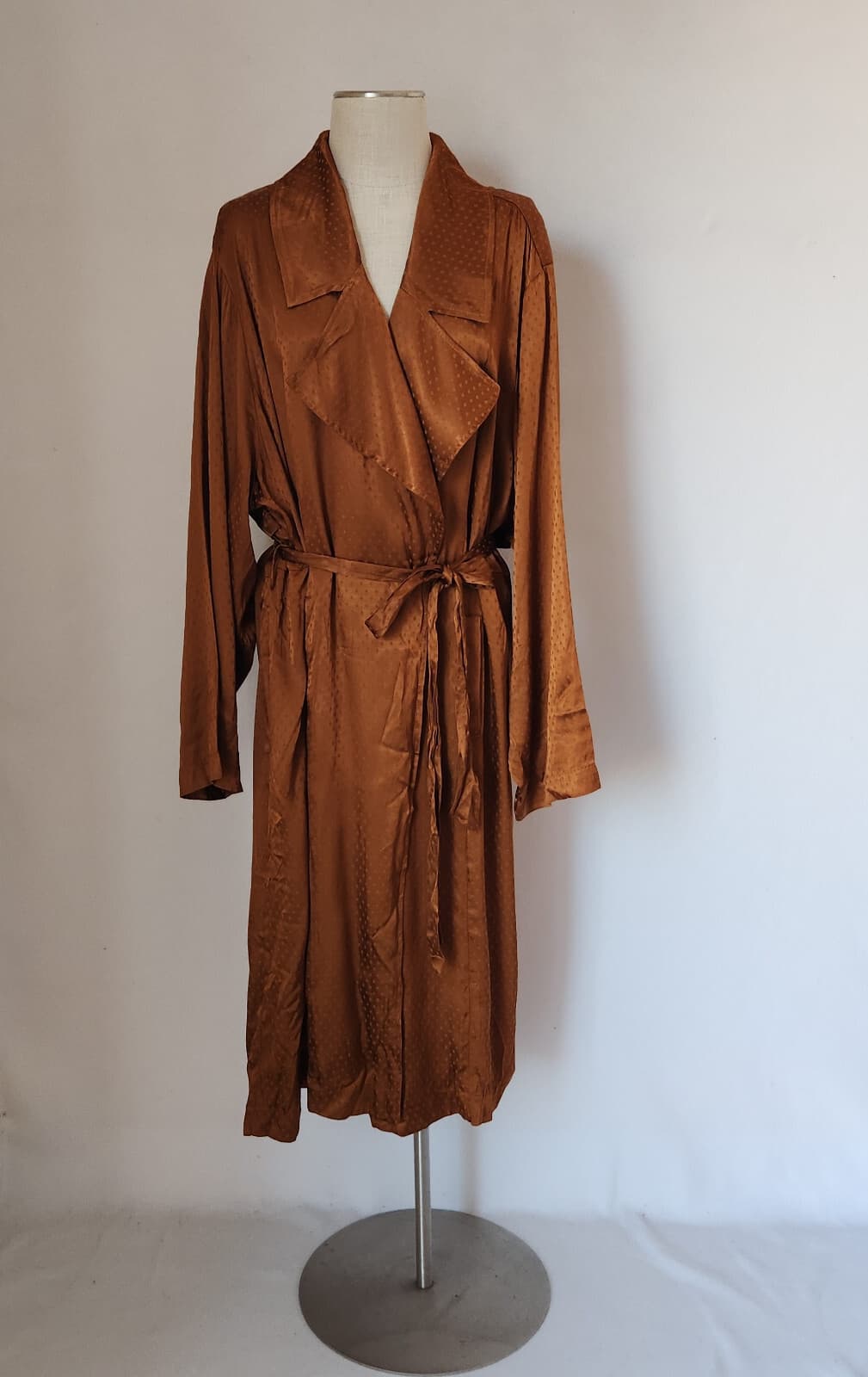 NWoT Torrid Satin Dotted Trench Coat Belted Pocket Copper Brown Women's 5X
