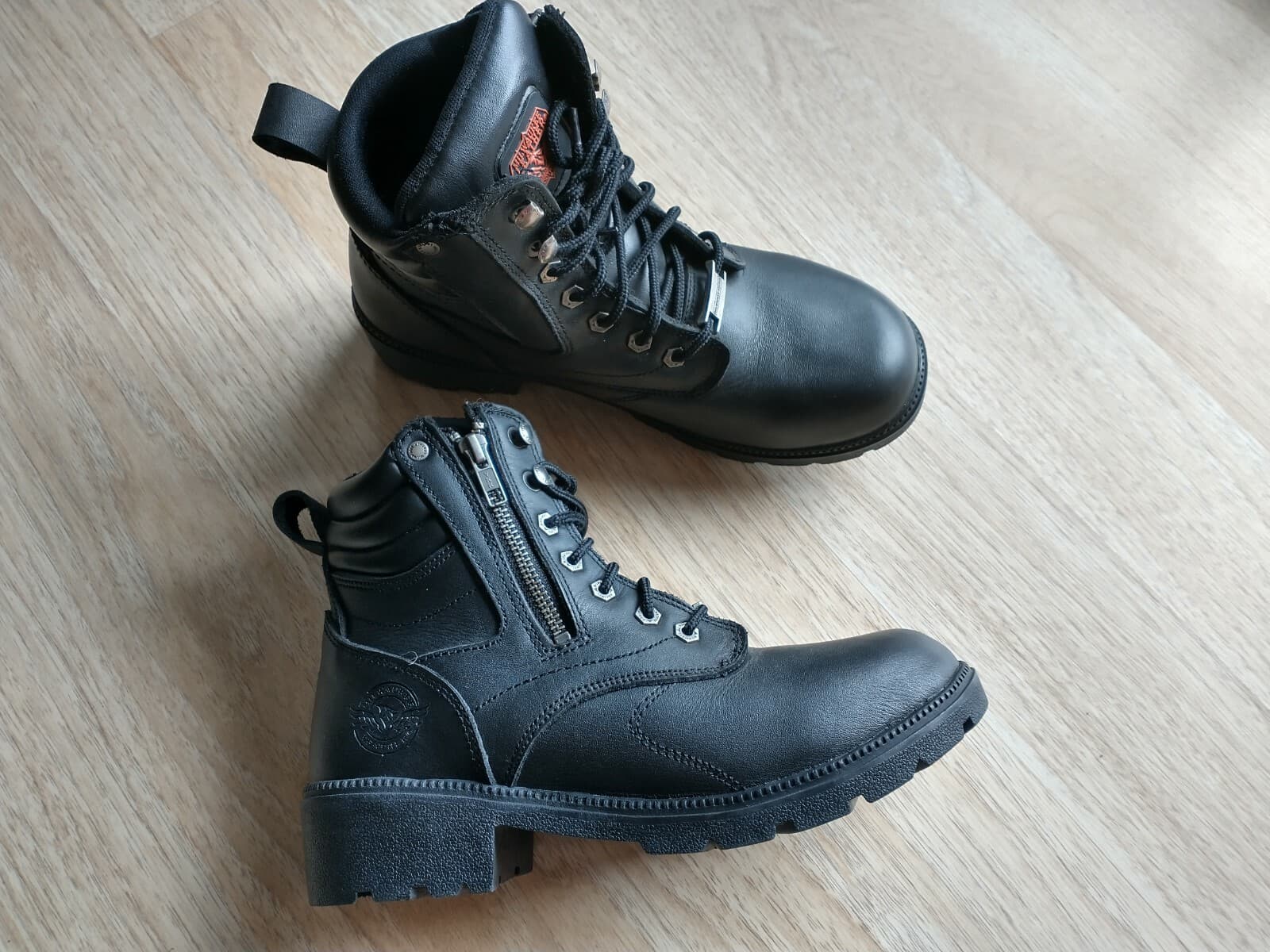 NWoB MILWAUKEE LEATHER MBL9320 Women Combat Boot Waterproof Lace Zip Black US9.5
