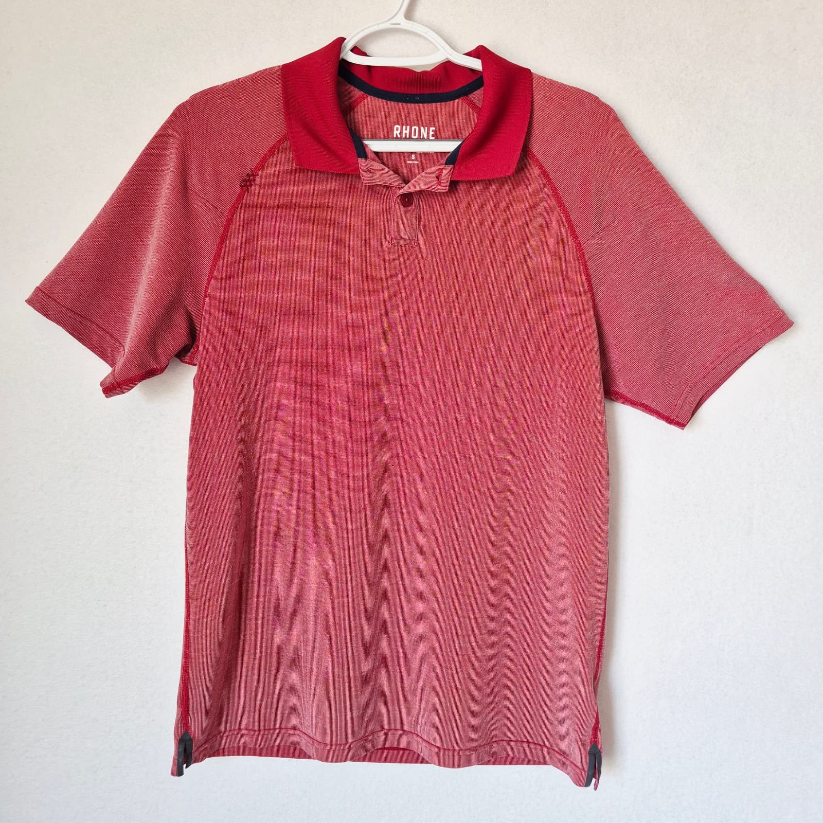 RHONE Delta Pique Polo Premium Lightweight Mesh Shirt Short Sleeve Red Men's S