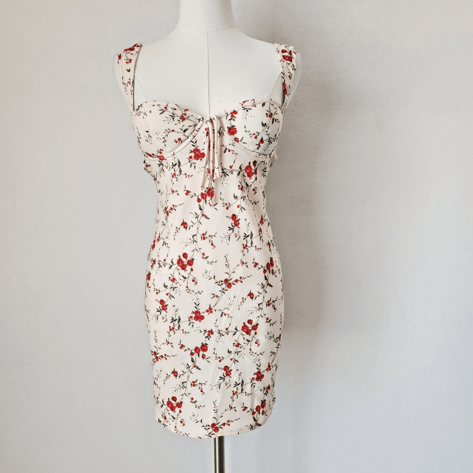 NWT RUMORED Loverboy Roses Sweetheart Romantic Mini Dress Built-In Bra Pink XS