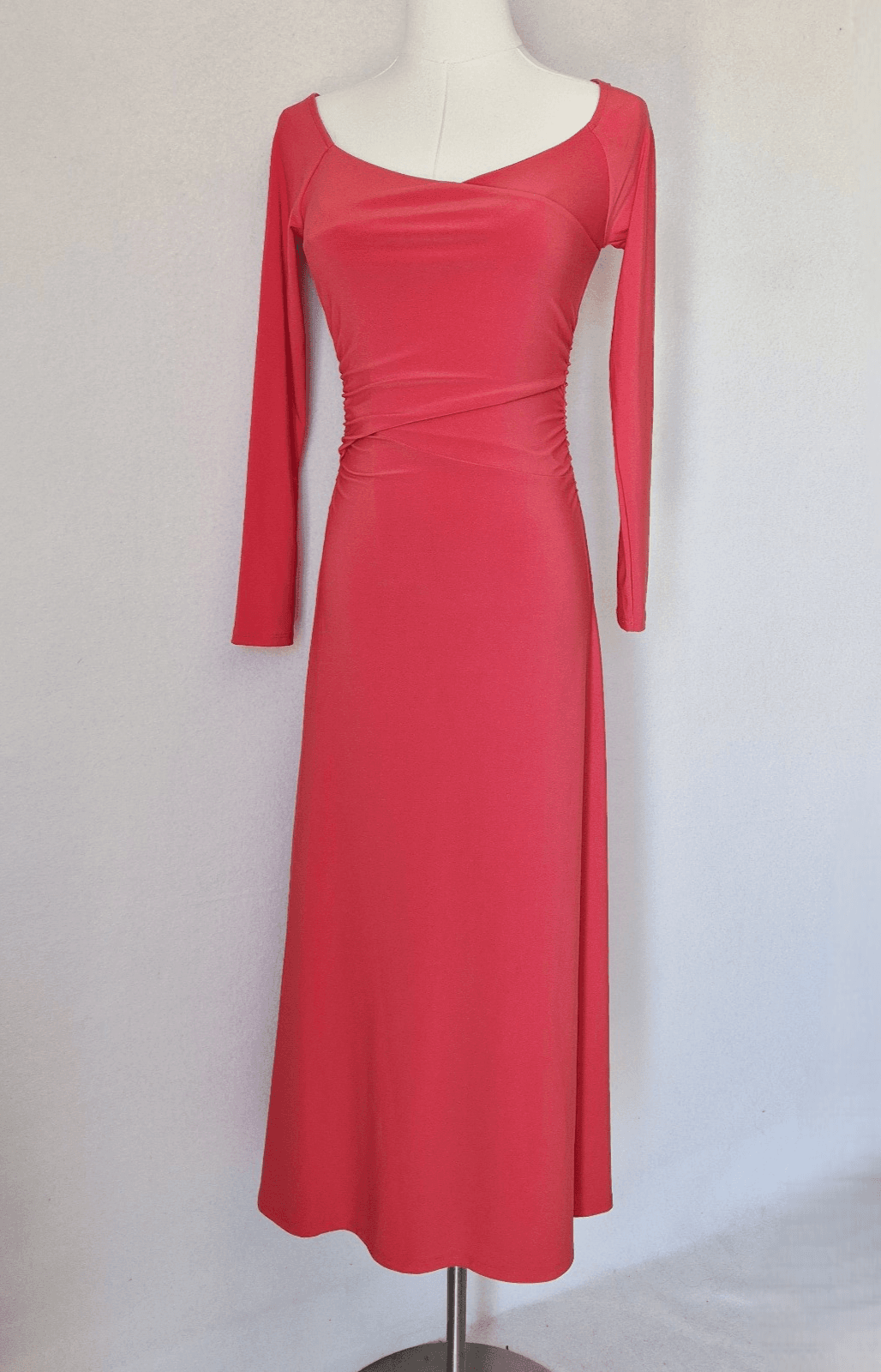 NWoT Babaton Aritzia Title Drapey Jersey Off-Shoulder Dress Long Sleeve Red XS