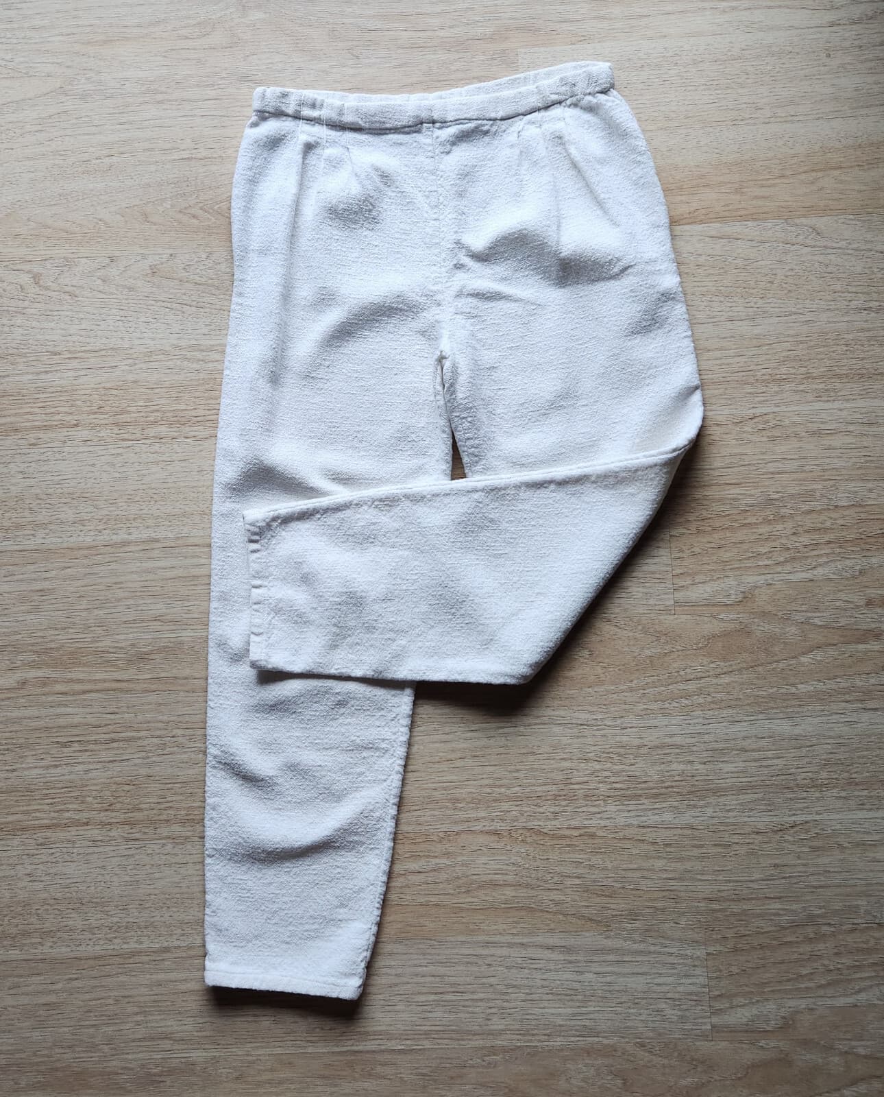 Vintage Maria Rodriguez Chicago Woven Cotton Front-Pleated Pants Pull-On White S