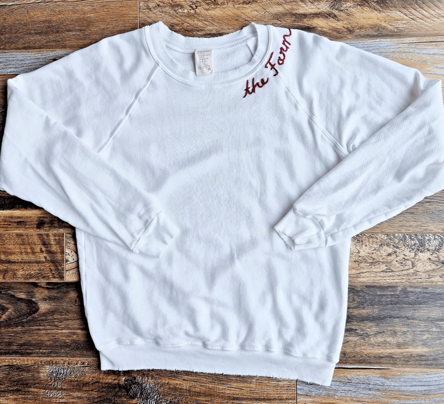 I Stole My Boyfried's Shirt The Farm Terry Distressed-Hem Sweatshirt White Sz.S