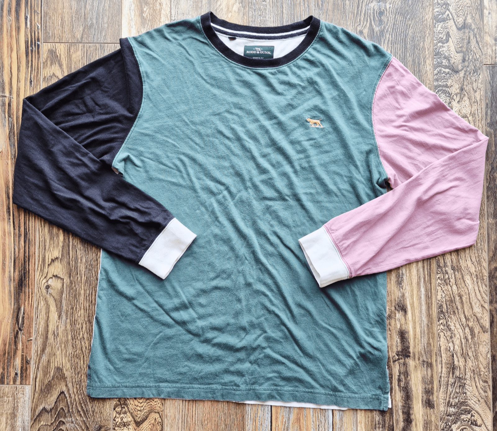 Rodd & Gunn Sport Fit Wnwn T-Shirt Crewneck Long Sleeve Colorblock Cotton Mens M