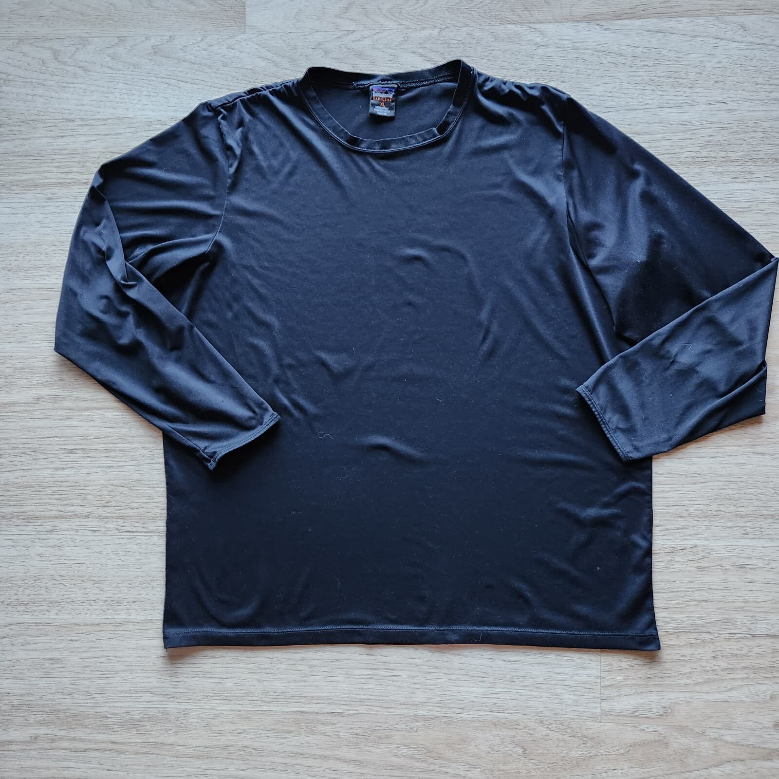 Vintage Patagonia Capilene Made in USA Long Sleeve T-Shirt Crew Neck Black Sz.XL