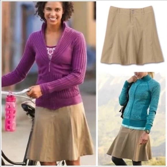 EUC Athleta Whatever Skort Zip Pocket Stretch Khaki Women's 6