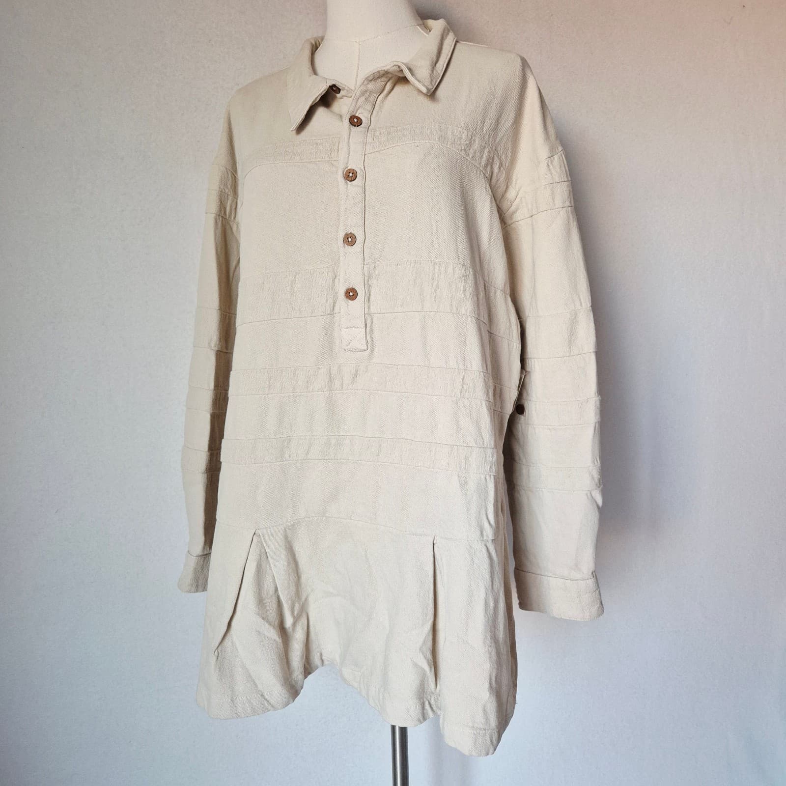 NWT Free People Free-Est Checkin' In Mini Dress Long Sleeve Cotton Neutral Sz.M