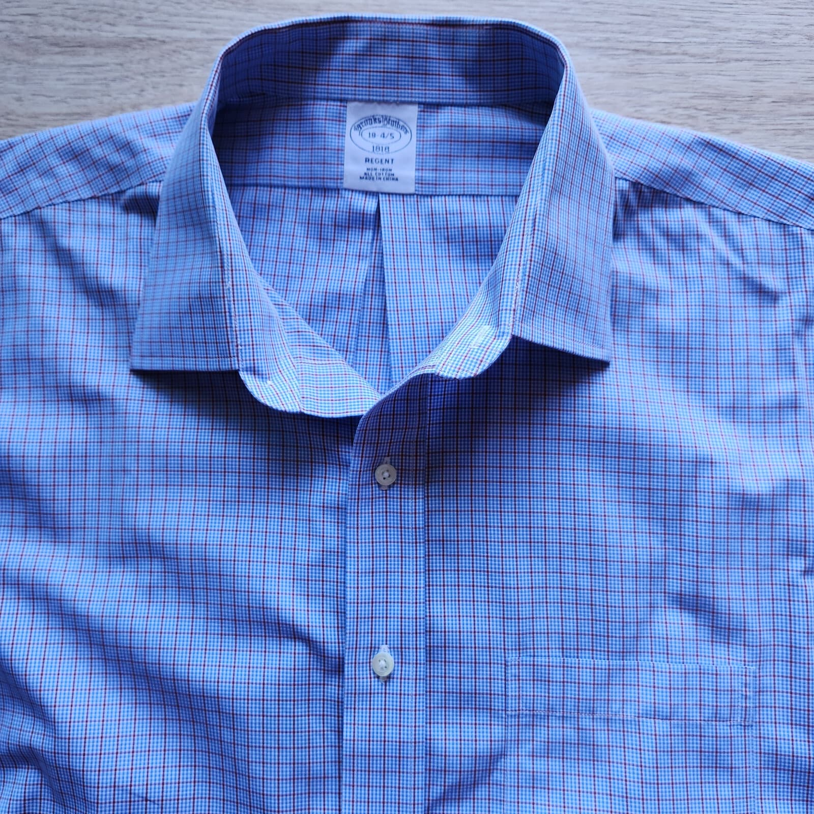 Brooks Brothers 1818 Regent Non Iron Dress Shirt Cotton Multi Graph Mens 18-4/5