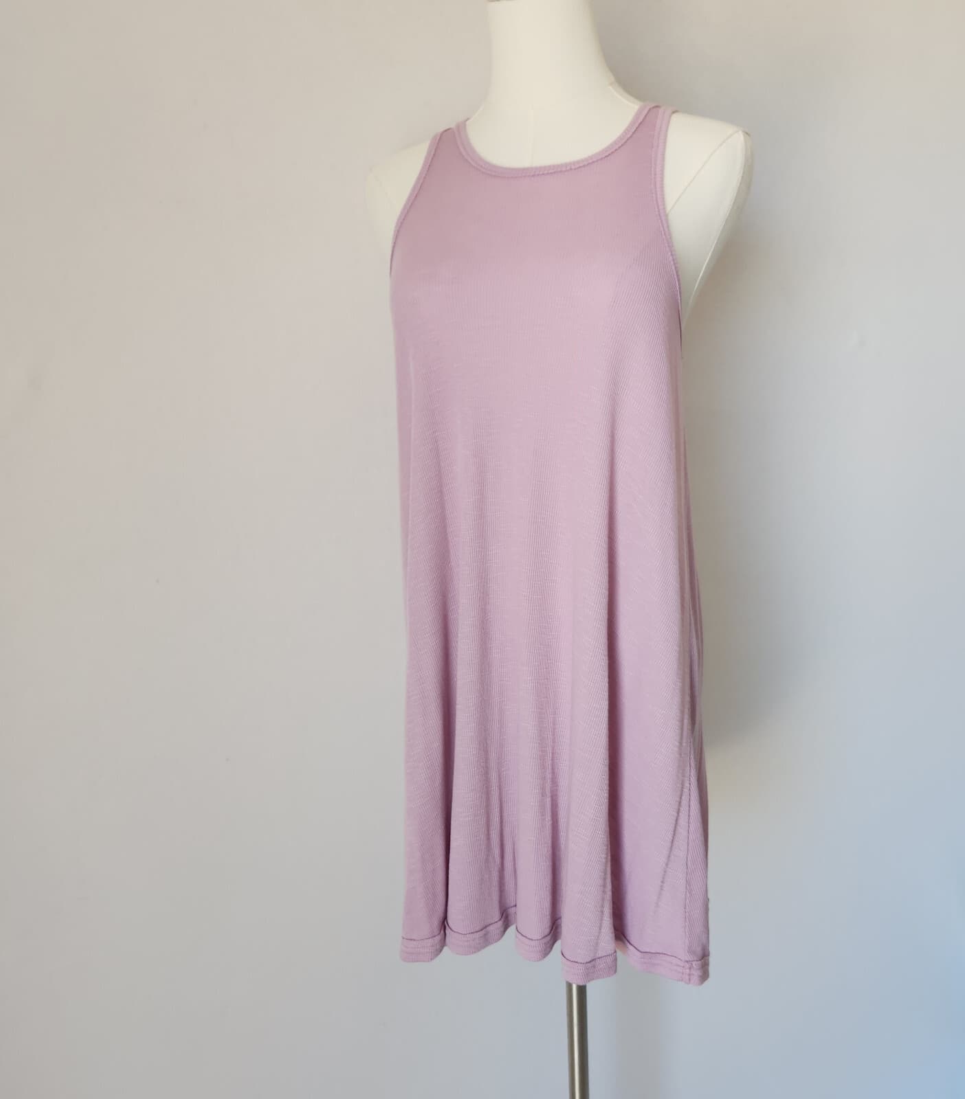 Free People La Nite Beach Ribbed Knit Mini Swing Tank Dress Light Purple Sz.XS