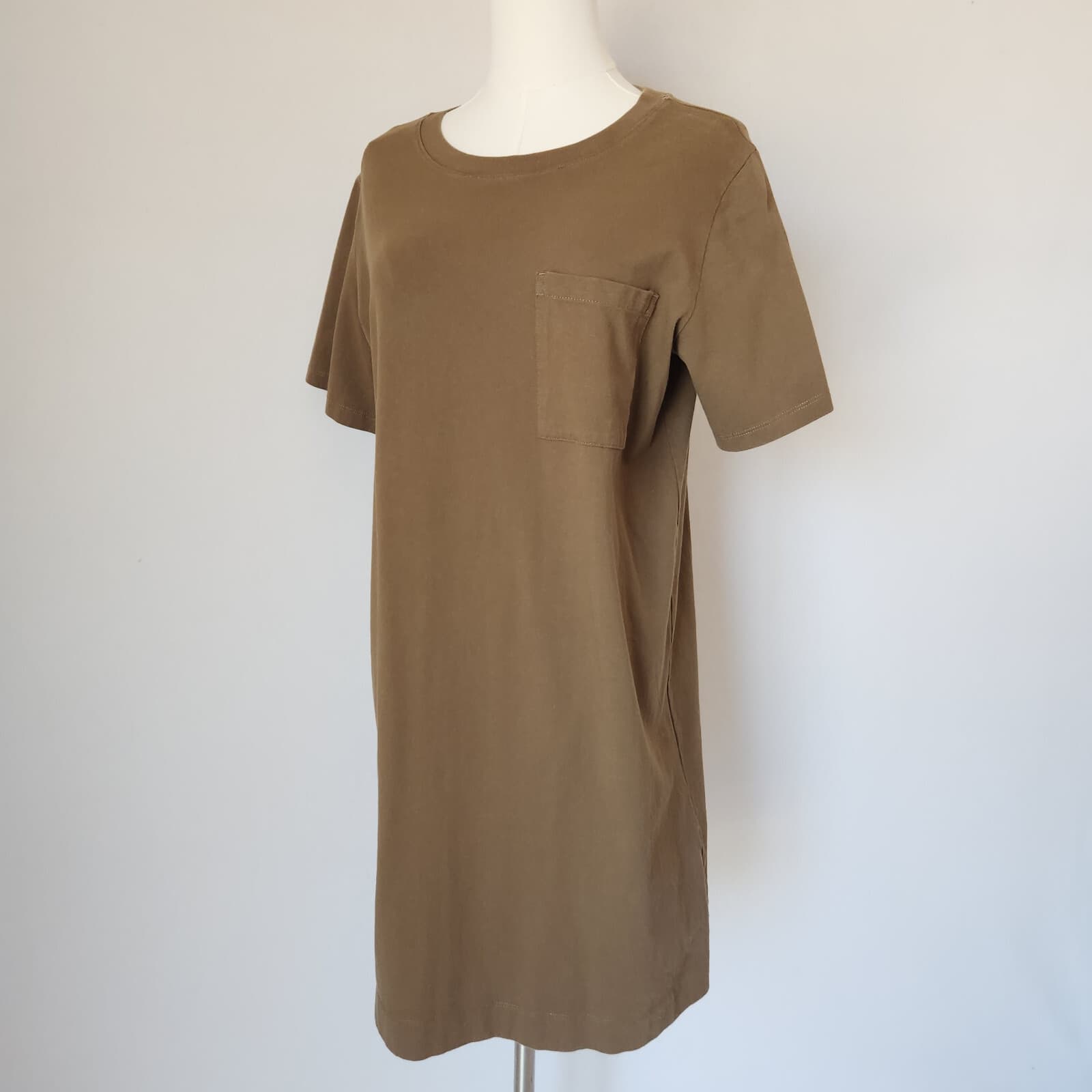 Everlane The Organic Cotton Weekend Tee Dress Pocket Short Sleeve Green Womens S