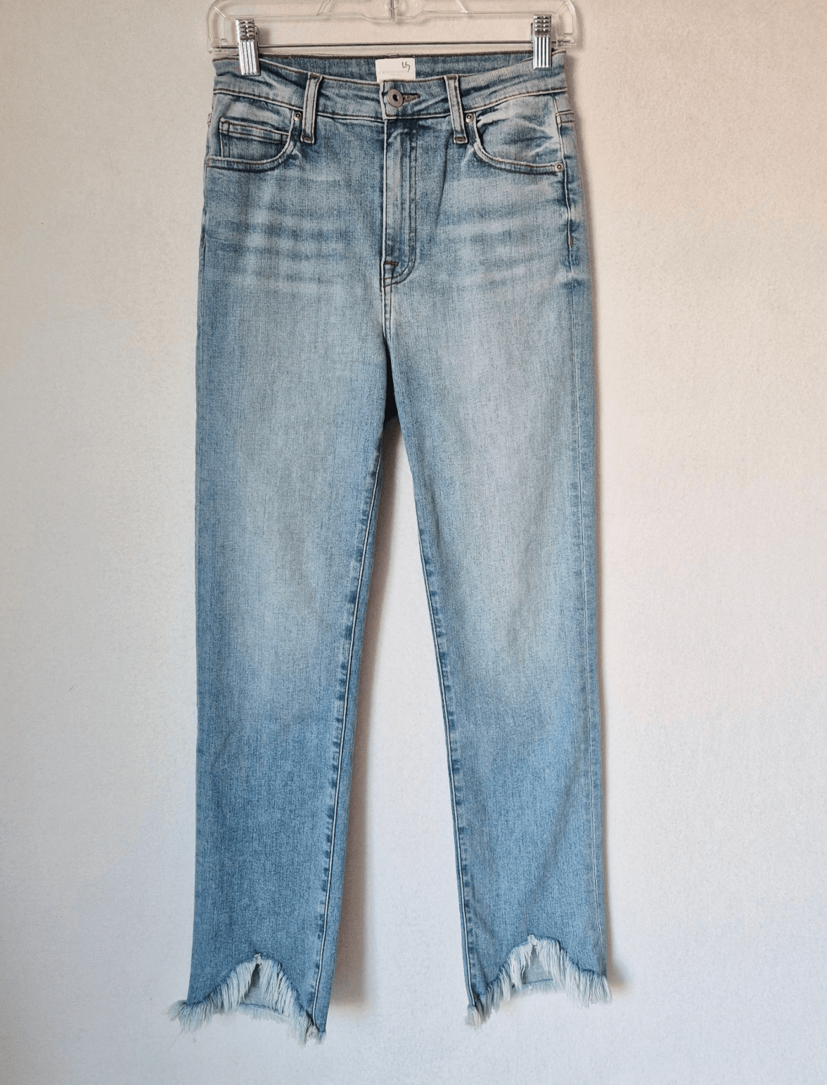 JONATHAN SIMKHAI USA Women's 26 Straight-Leg Frayed Hem Jean Medium Washed Blue