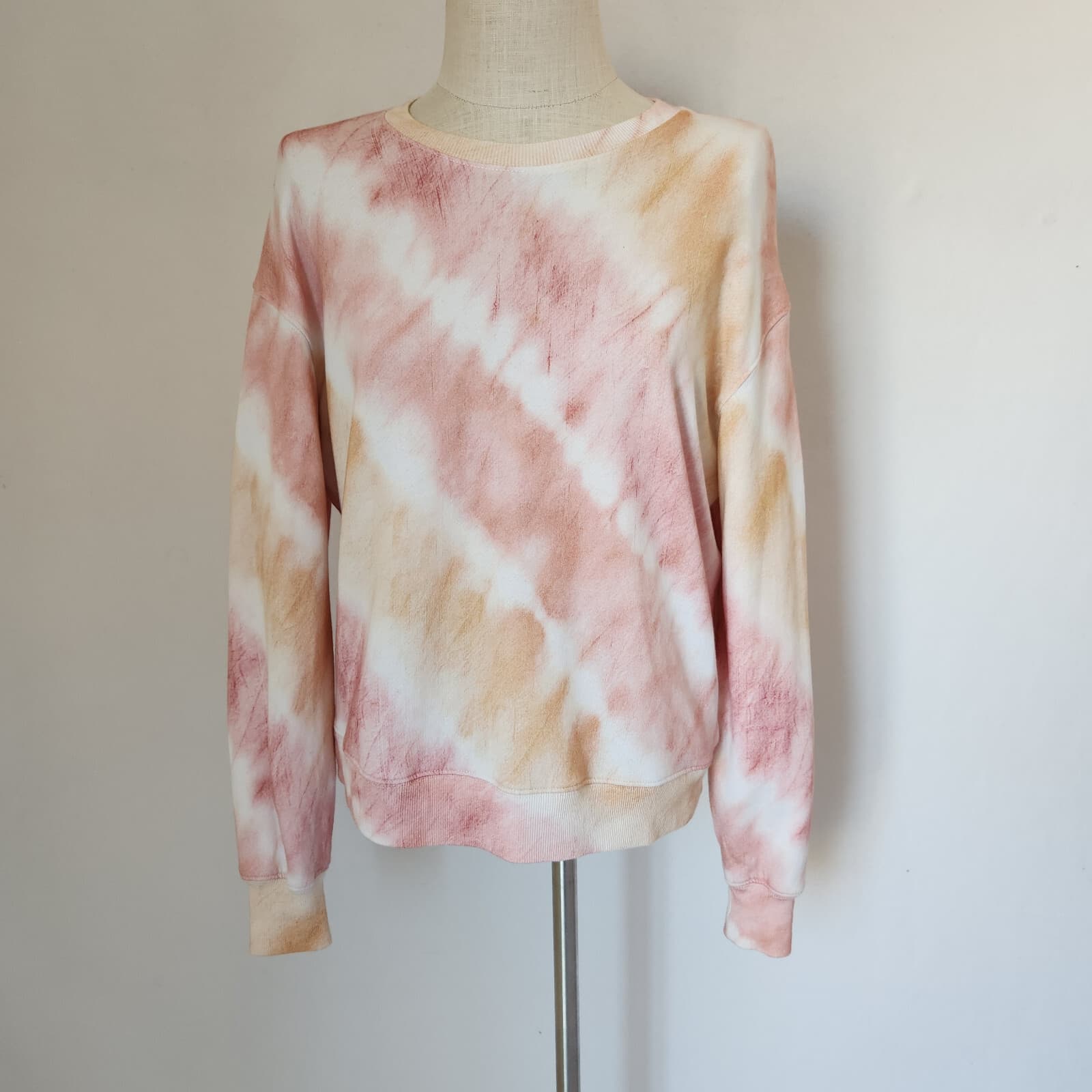 Rails $138 Ramona Sunset Tie-Dye Terry Knit Sweatshirt Crew-Neck Pink Women's M