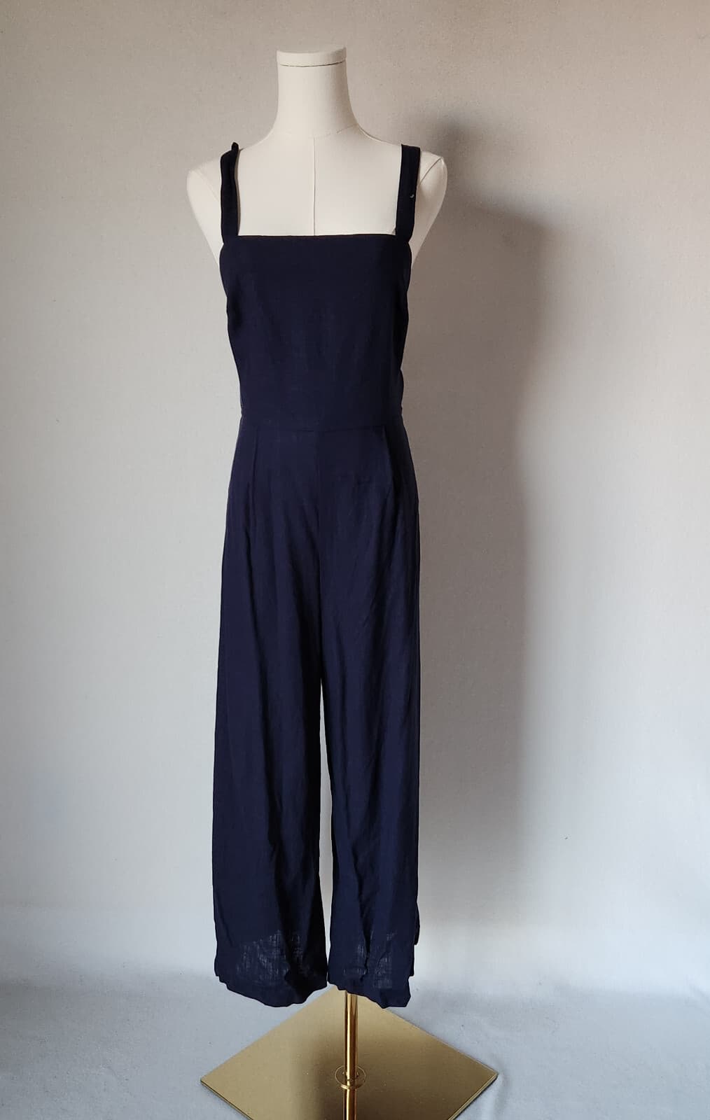 NWT Finders Keepers Limoncello Pantsuit Jumpsuit Wide-Leg Linen Blend Navy US6