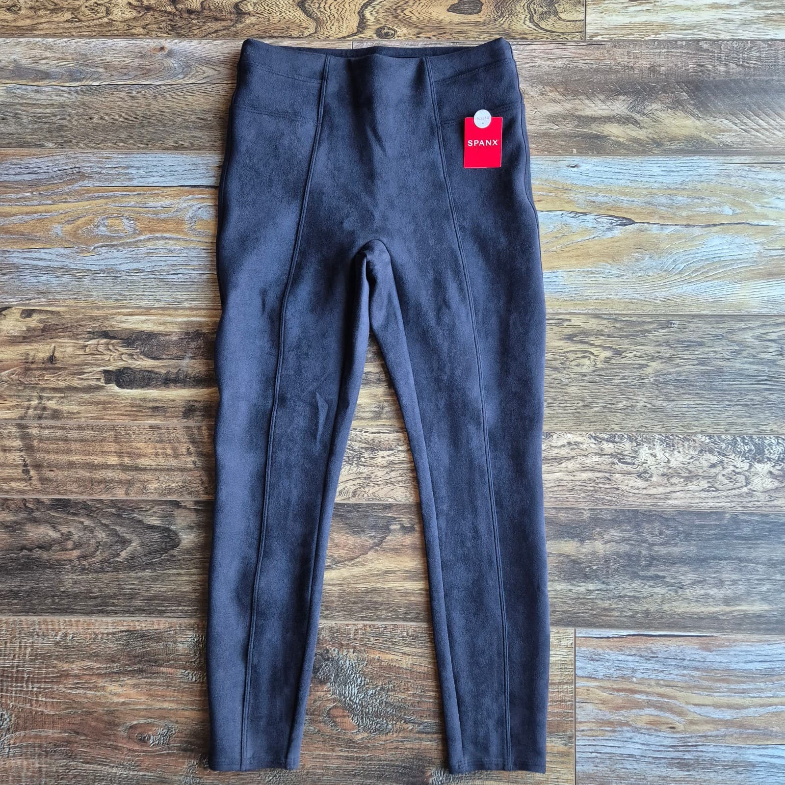 NWT SPANX Faux Suede Ankle Legging Seamed Pull-On Stretch Classic Navy Sz.S