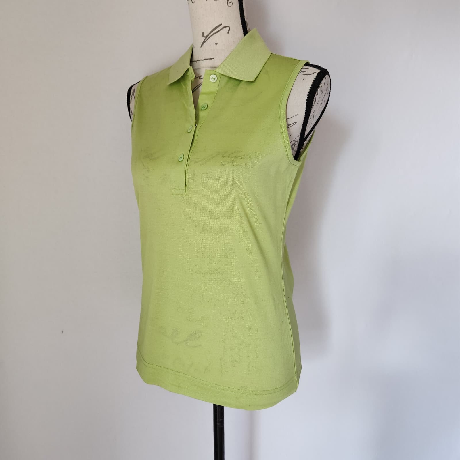 NWT BUGATCHI UOMO Golf Polo Sleeveless Shirt Egyptian Cotton Green Women's M $69