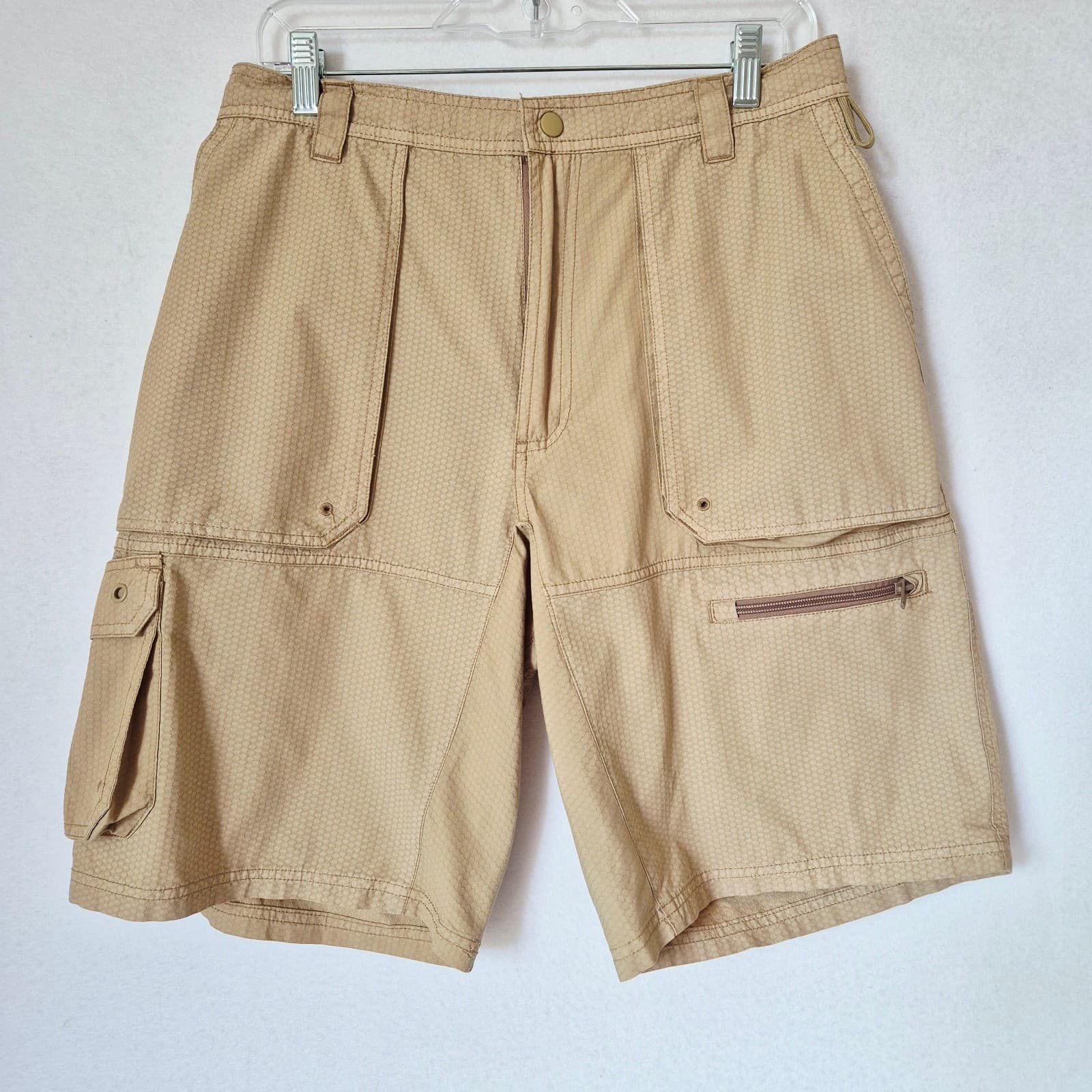 NWoT The Territory Ahead Texture Khaki Utility Cargo Shorts Elastic Women's L/10